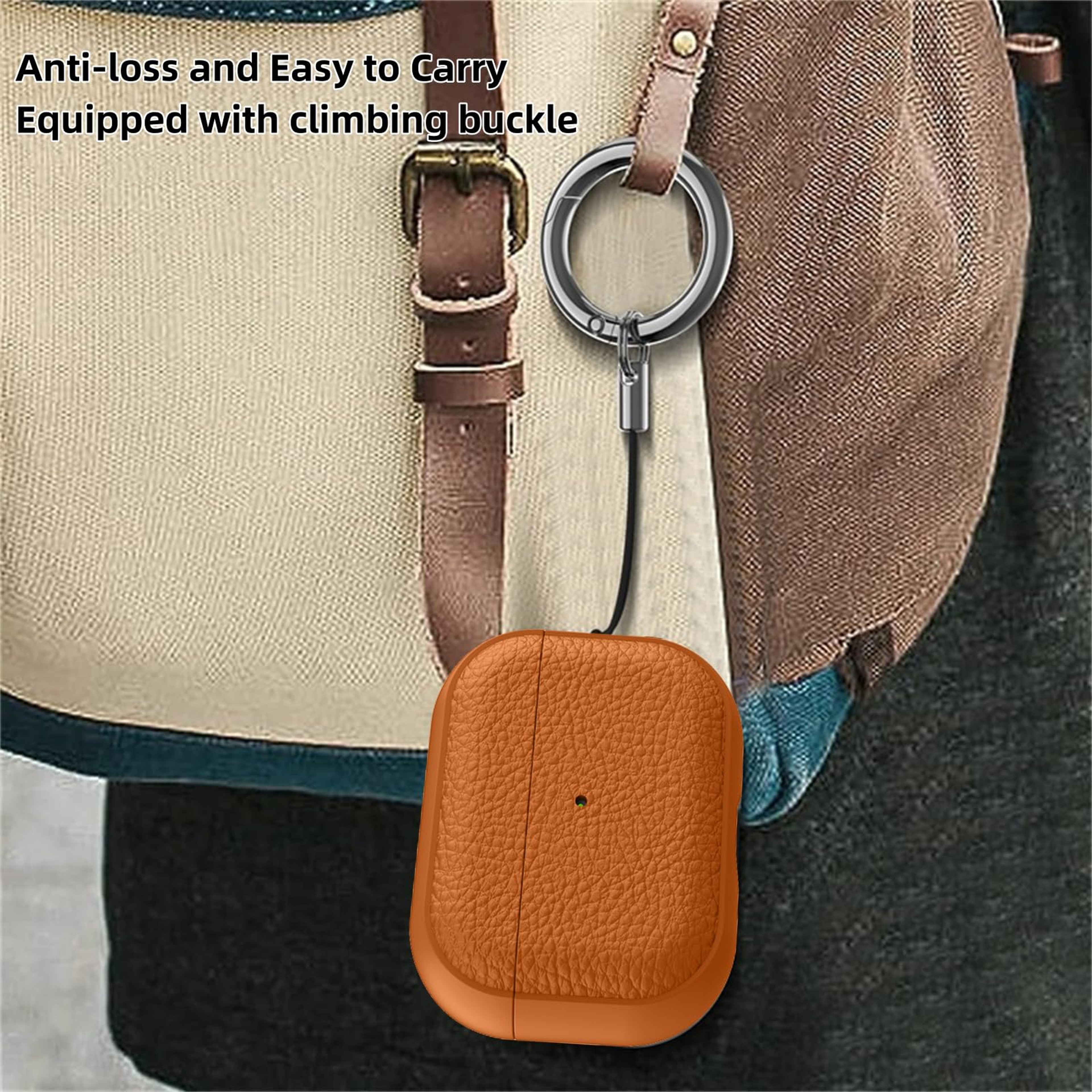 AirPods Pro Leather Pattern TPU Case Cover With Keychain For AirPods 4