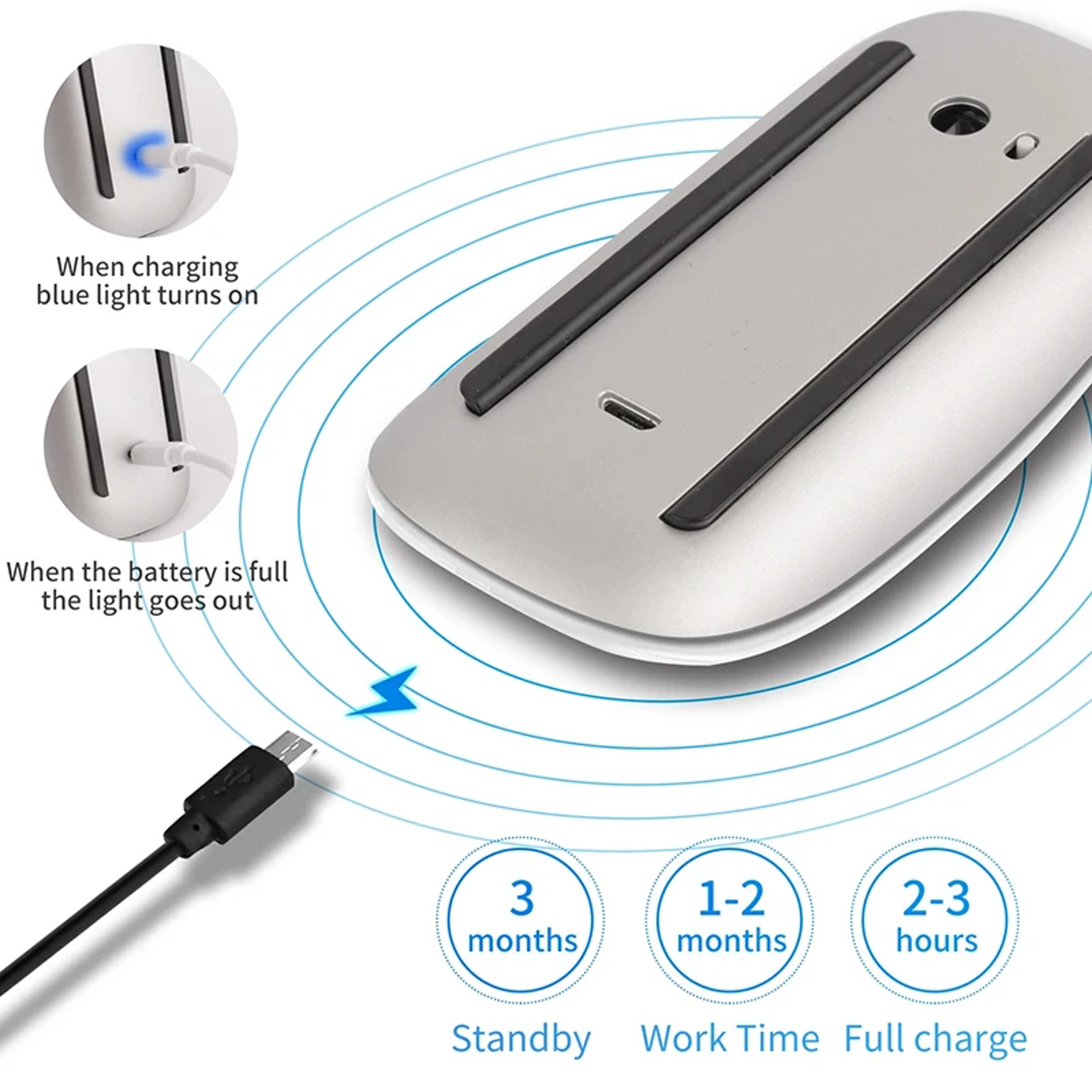 Ultra Thin Bluetooth Wireless Mouse Rechargeable Magic Touch Mouse For MacBook Windows Tablet 5