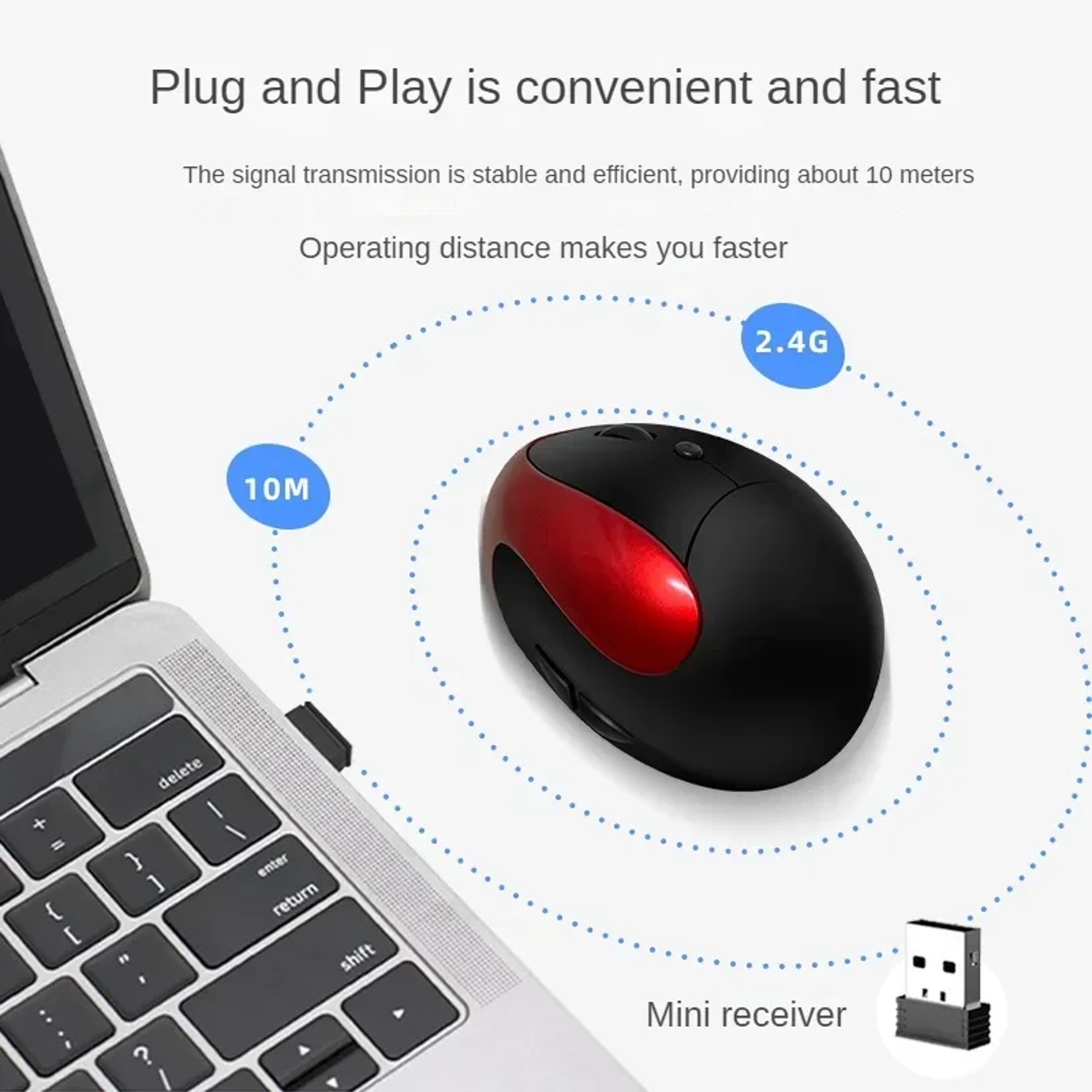 Rechargeable Ergonomic Wireless Mouse Vertical USB Mouse With Adjustable DPI And 6 Buttons 3
