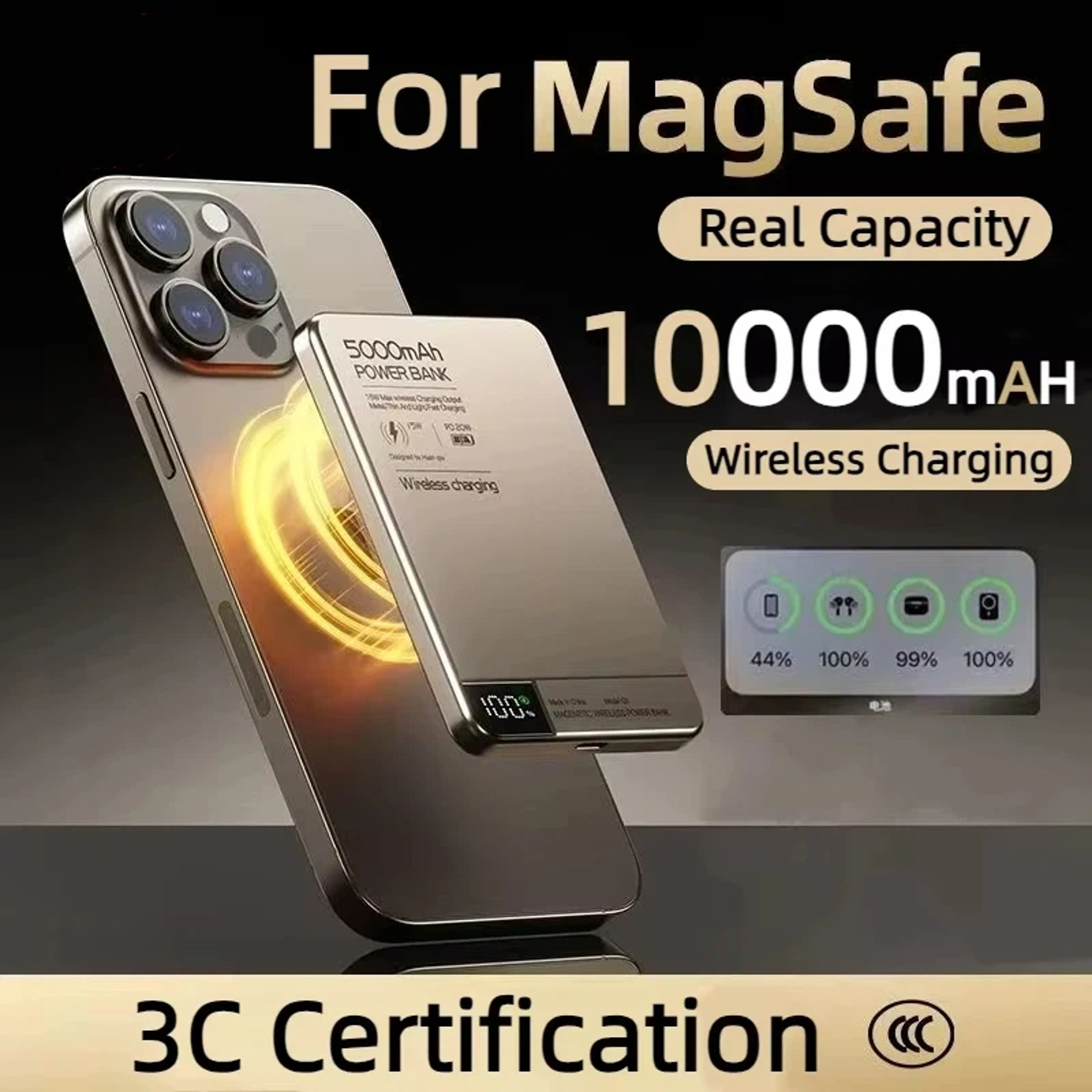 MagSafe Power Bank Wireless Magnetic Portable Charger With Digital Display Fast Charging For IPhone 4