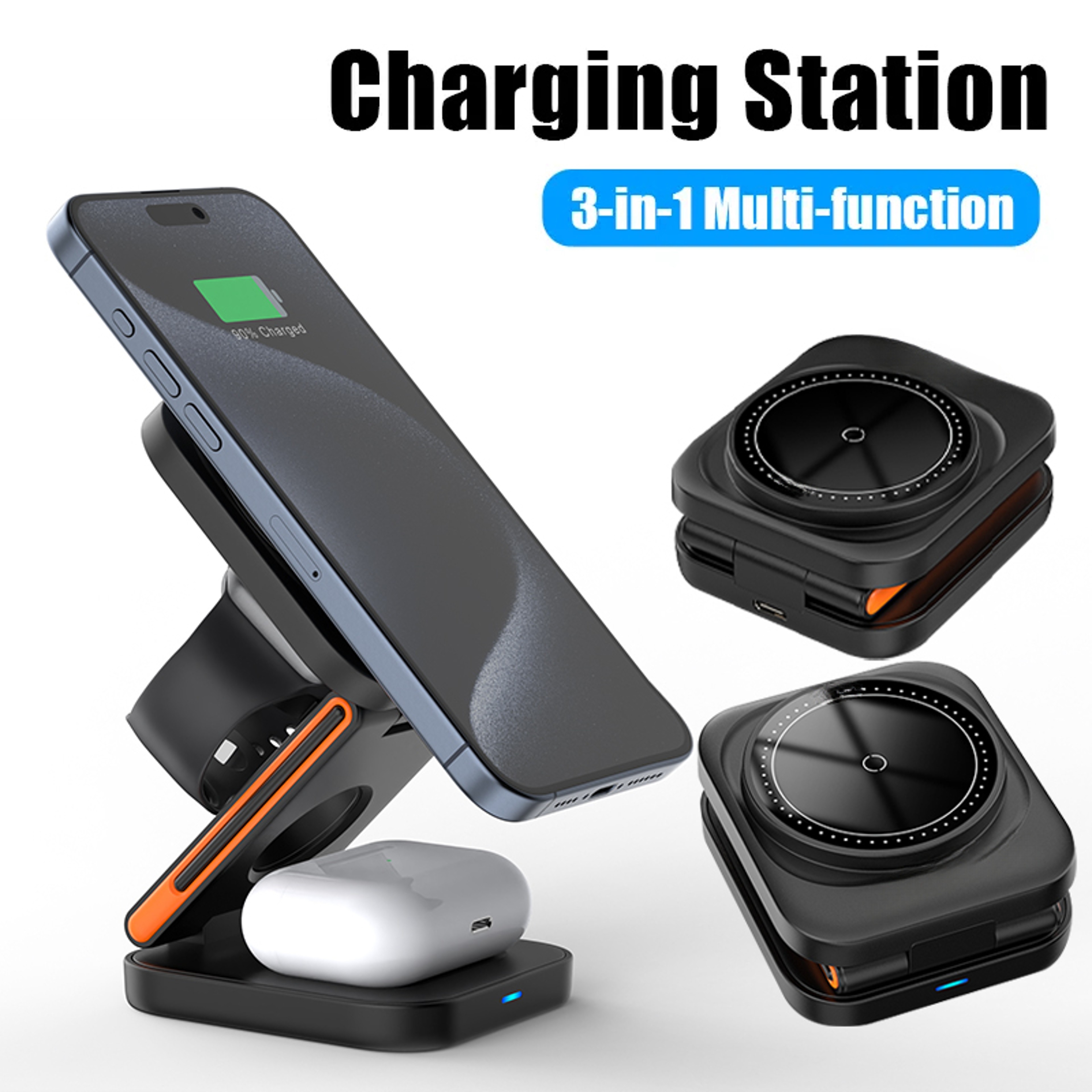 Magnetic Wireless Charging Station Foldable MagSafe Charger Stand For IPhone Apple Watch AirPods 4