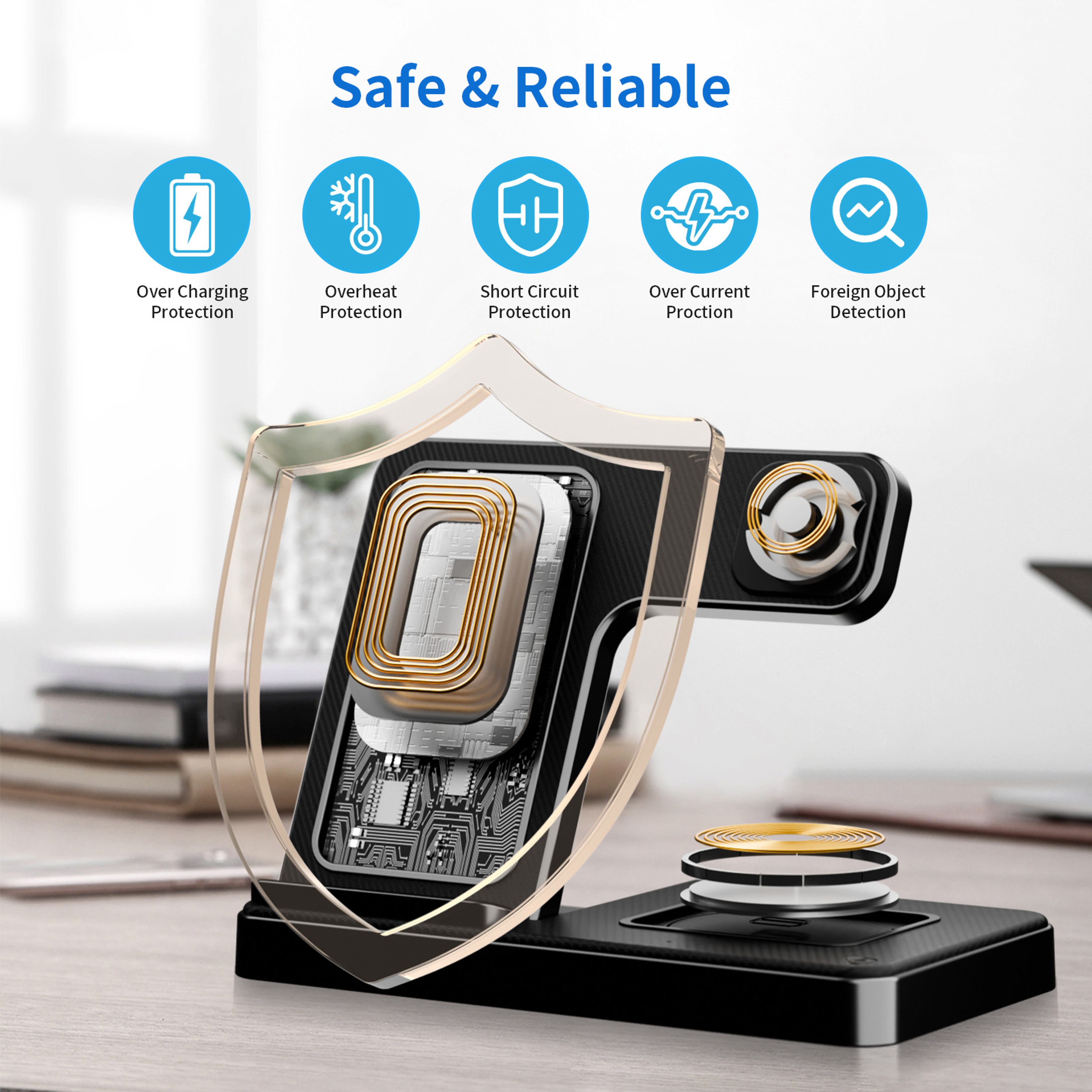 Wireless Charger Magnetic Fast Charging Station For IPhone Apple Watch And AirPods 7