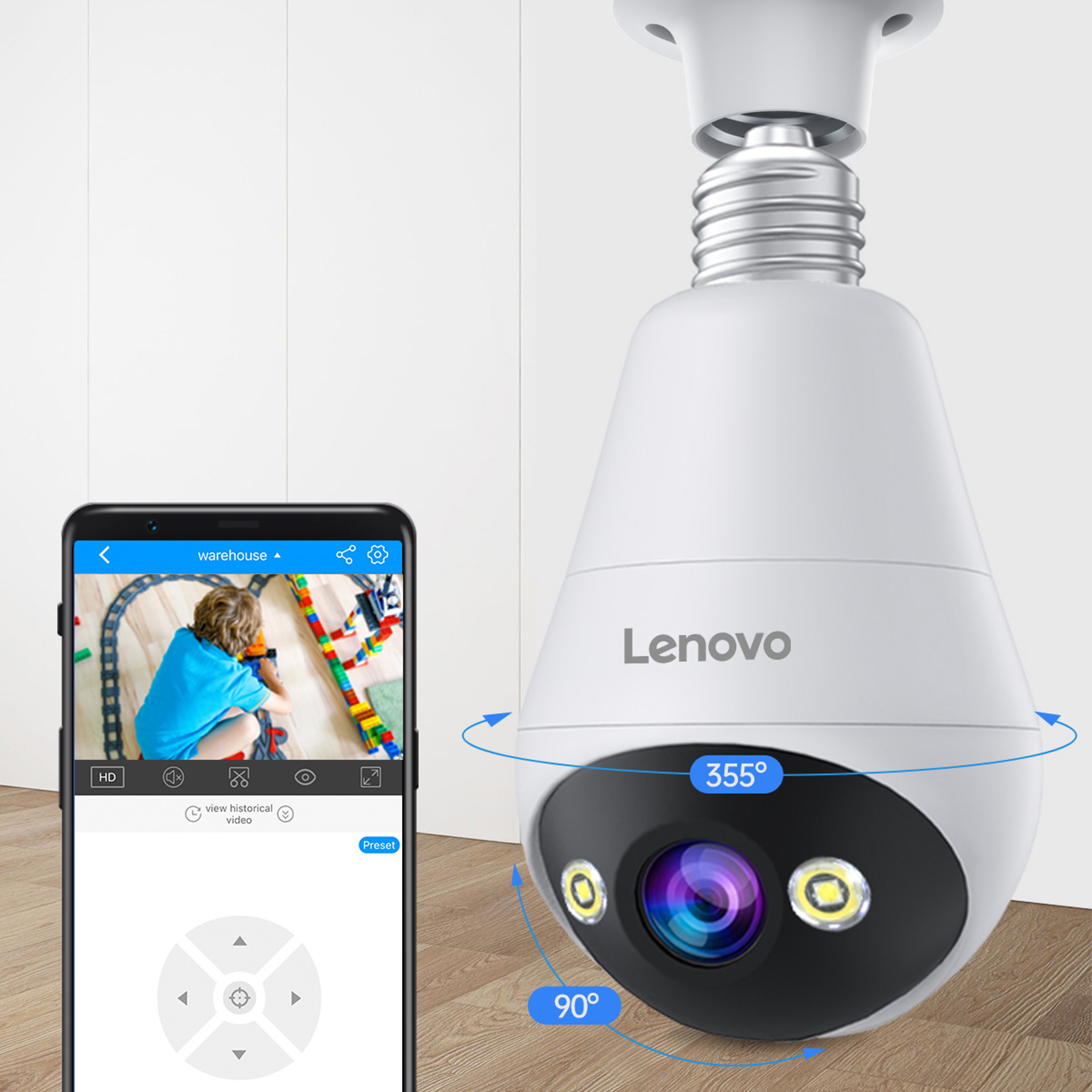 Light Bulb Security Camera WiFi Smart Wireless Home Camera With Color Night Vision 1