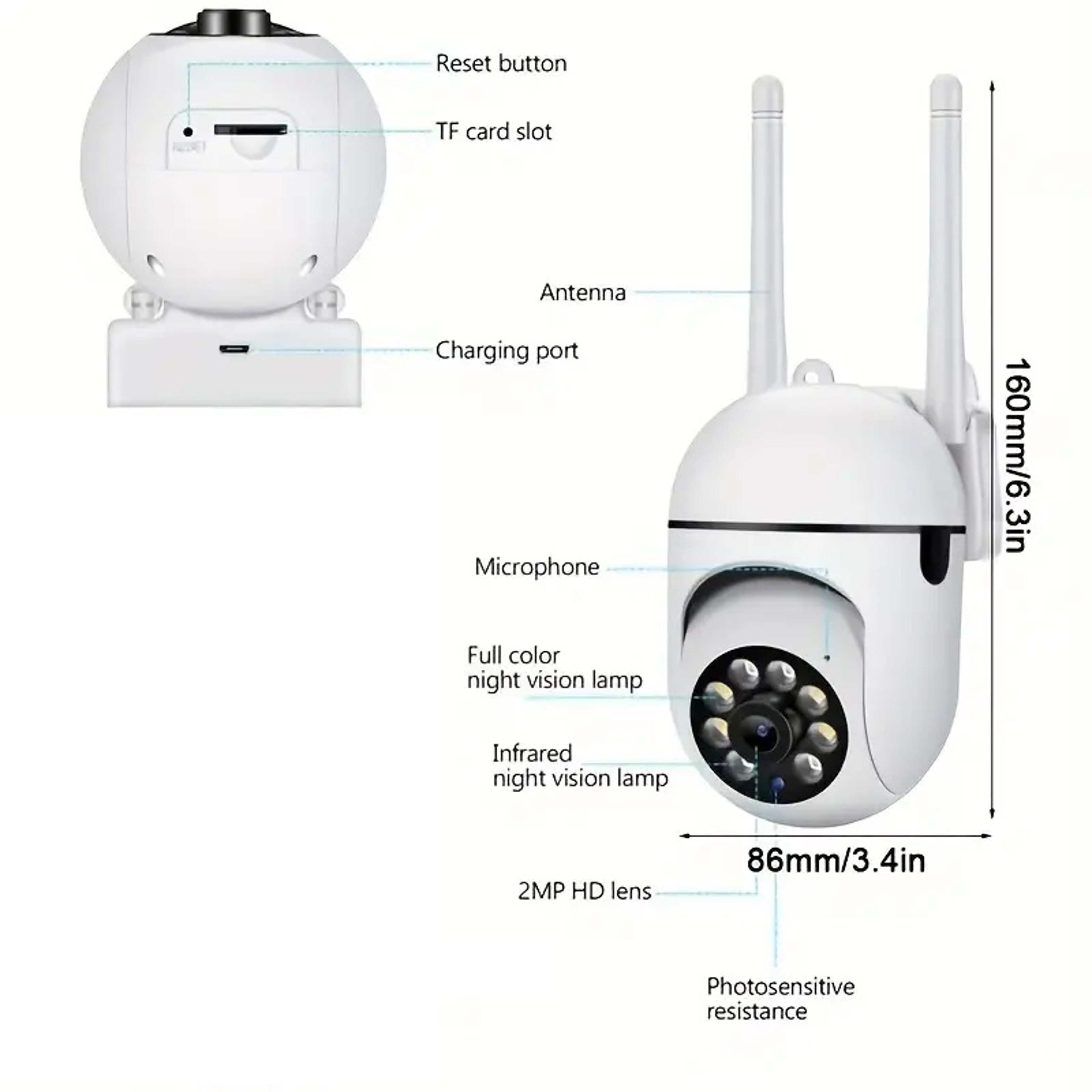 Outdoor WiFi Security Camera Wit Zoom Full Color Night Vision Waterproof IP Camera 4