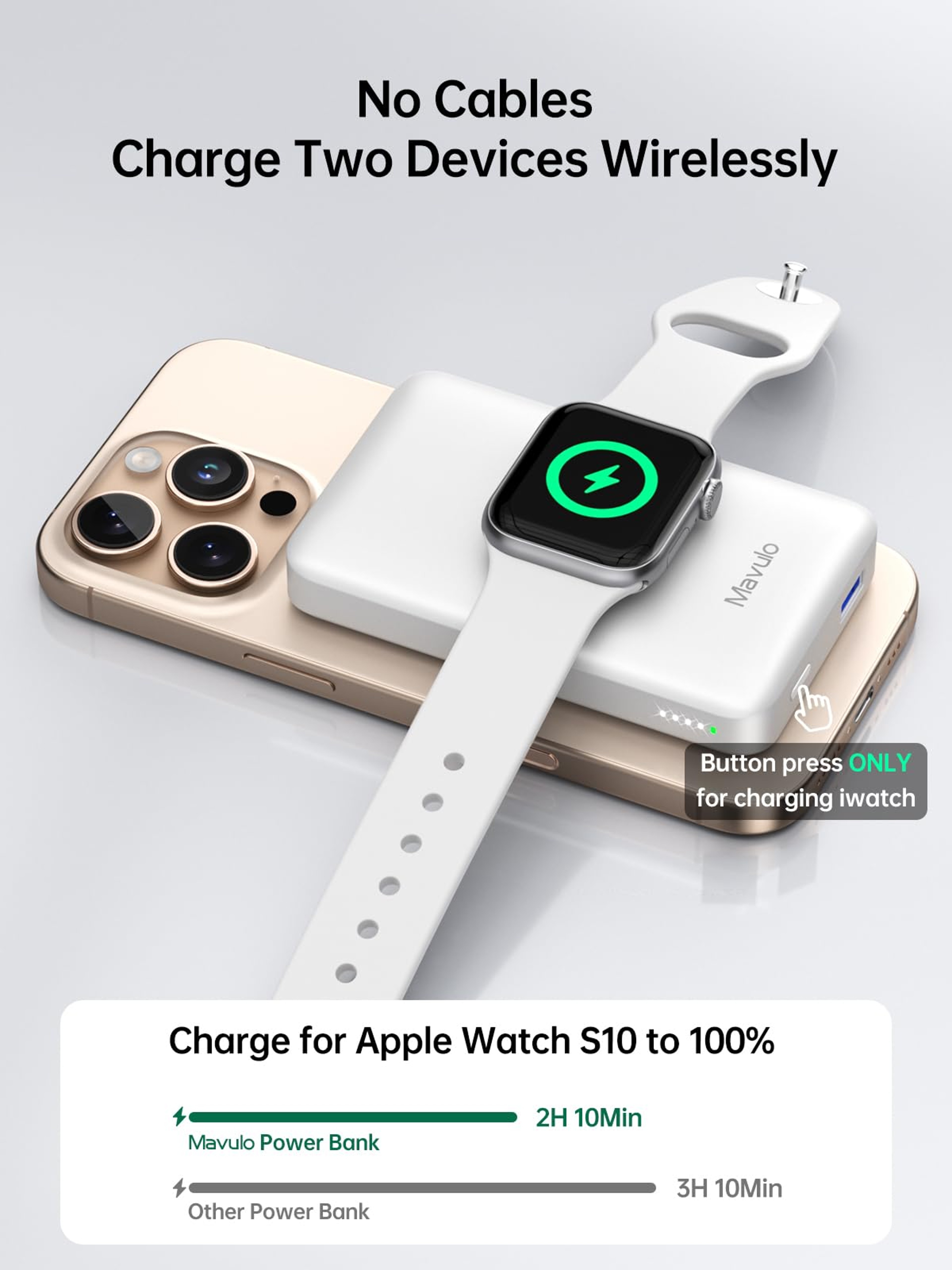 Magnetic Power Bank Wireless Portable Charger For IPhone And Apple Watch 3
