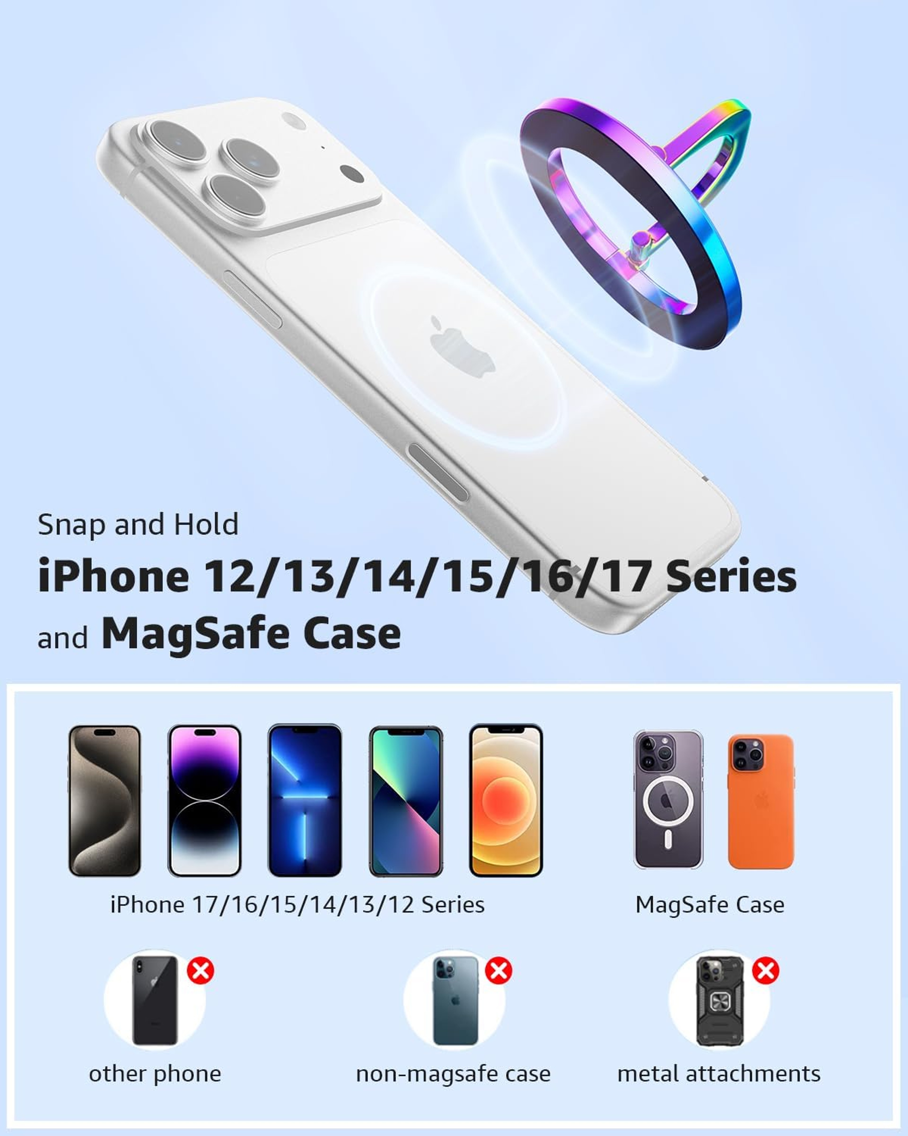 MagSafe Phone Grip Magnetic Ring Holder with Adjustable Stand – view 6