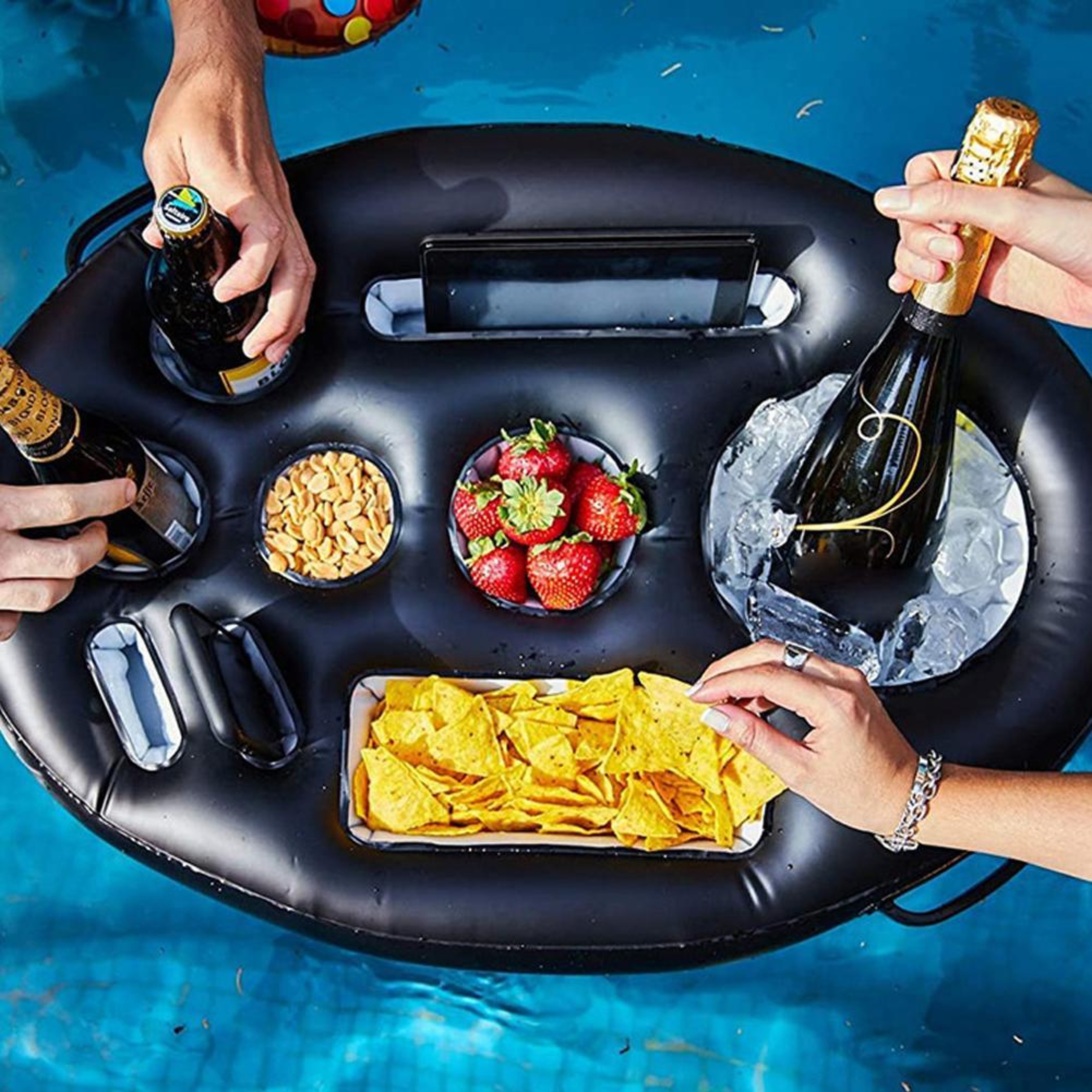 Inflatable Pool Drink Holder Floating Drink Tray with Cup Holders for Pool Parties & Beach Fun – view 1