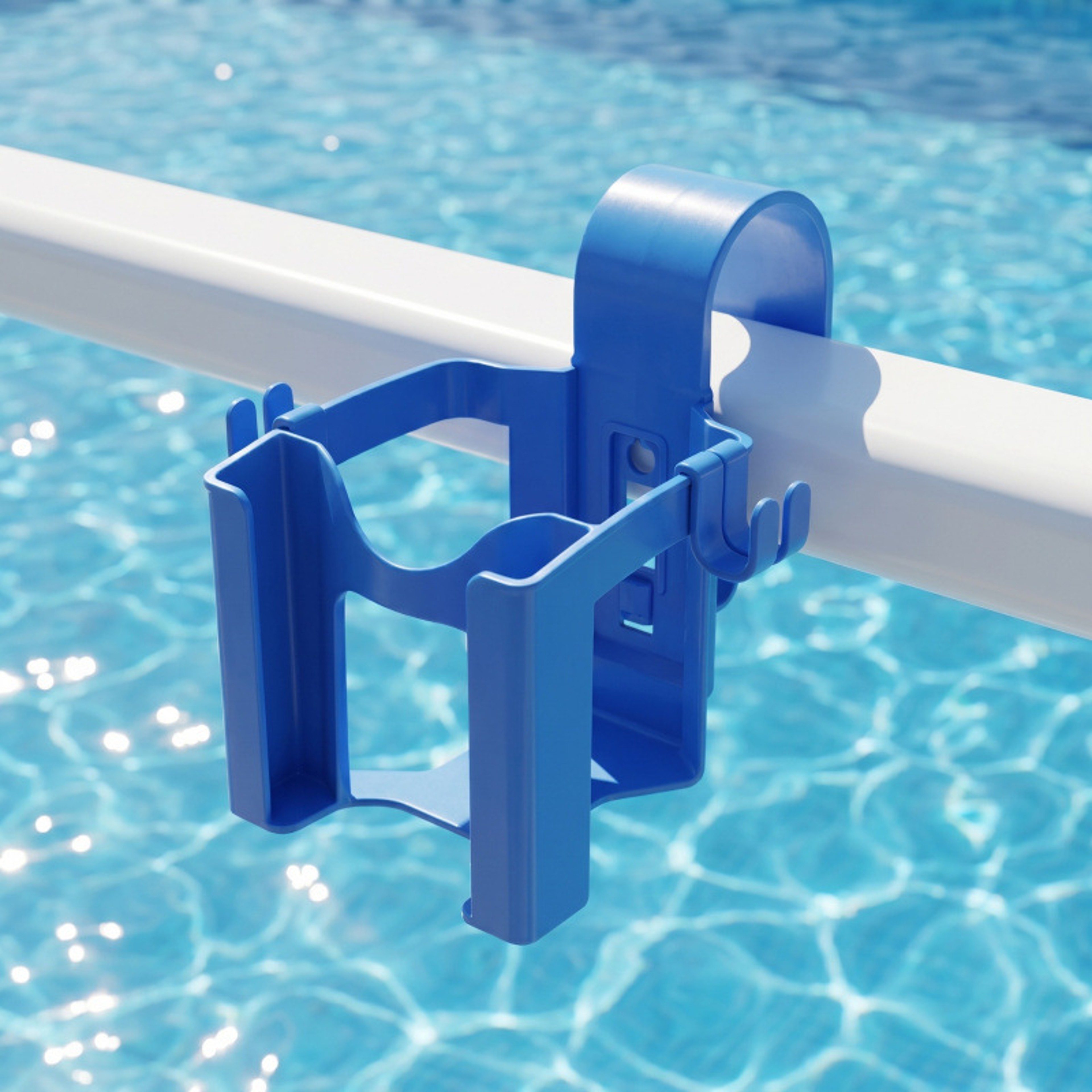 Poolside Drink Holder With Phone  Sunglass Hooks For Above Ground Pools 1