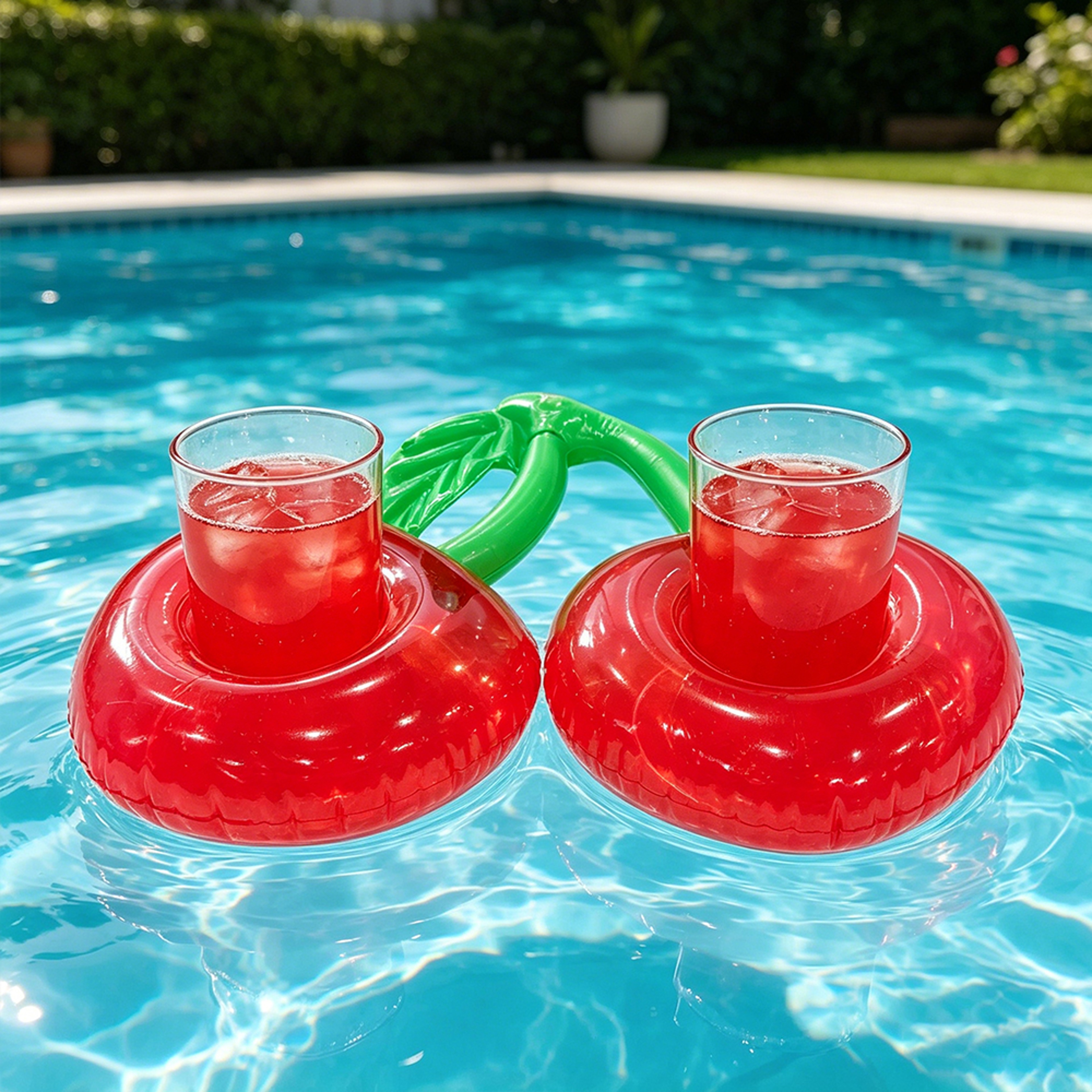 Double Cherry Inflatable Cup Holder Cute Floating Drink Holder for Pool & Beach Parties – view 2