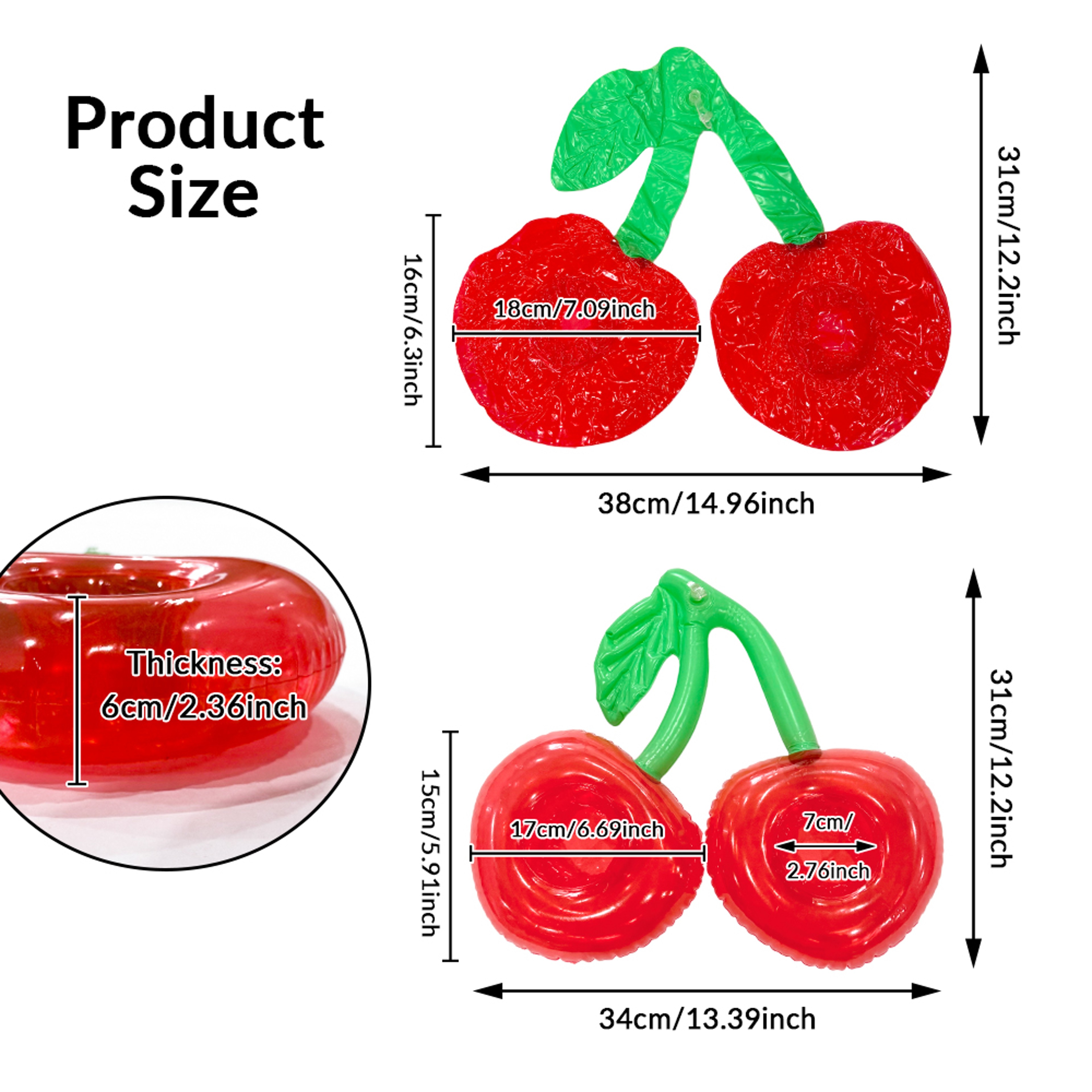 Double Cherry Inflatable Cup Holder Cute Floating Drink Holder for Pool & Beach Parties – view 5