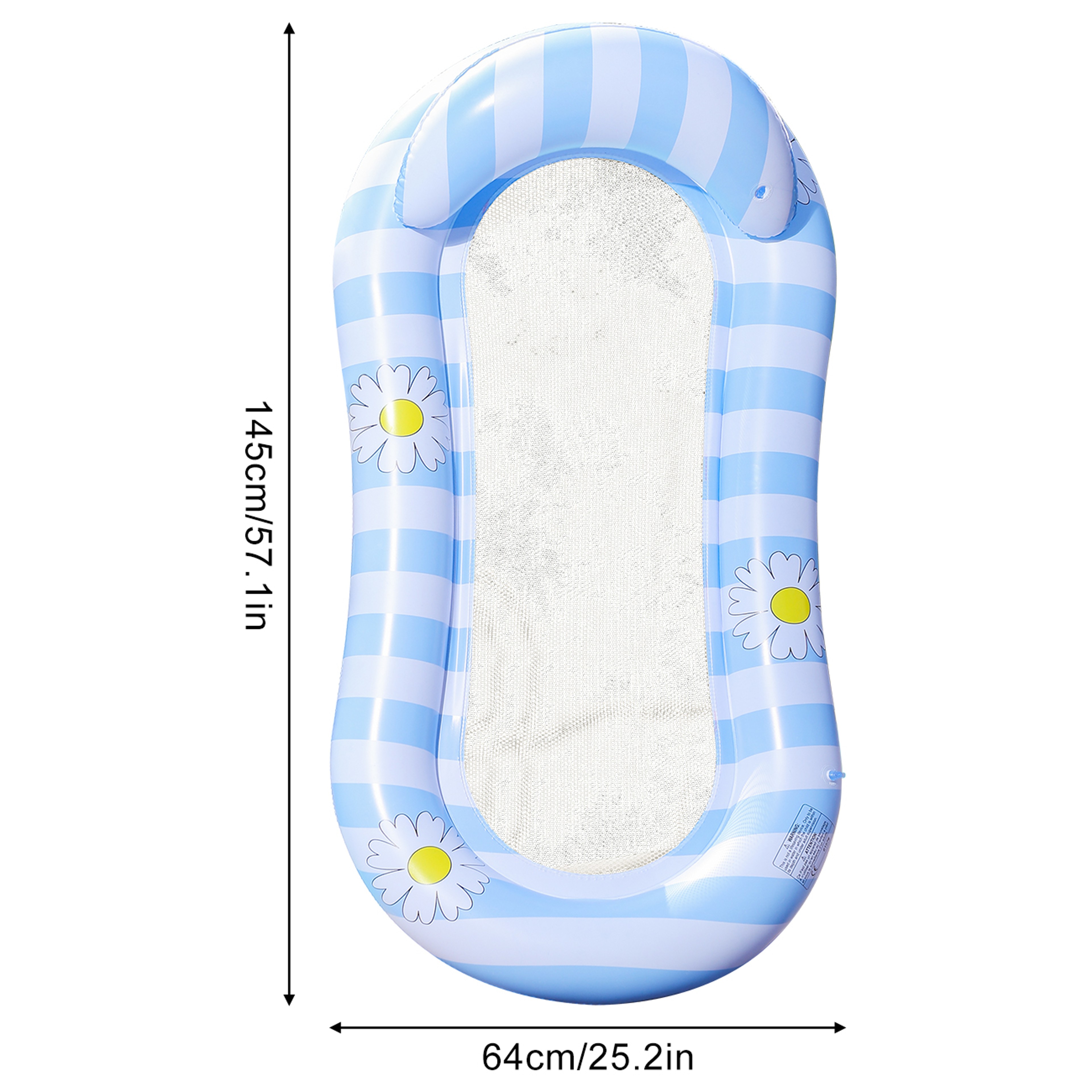 Daisy Inflatable Pool Float with Mesh Seat & Soft Headrest Portable Pool Lounge Chair – view 7