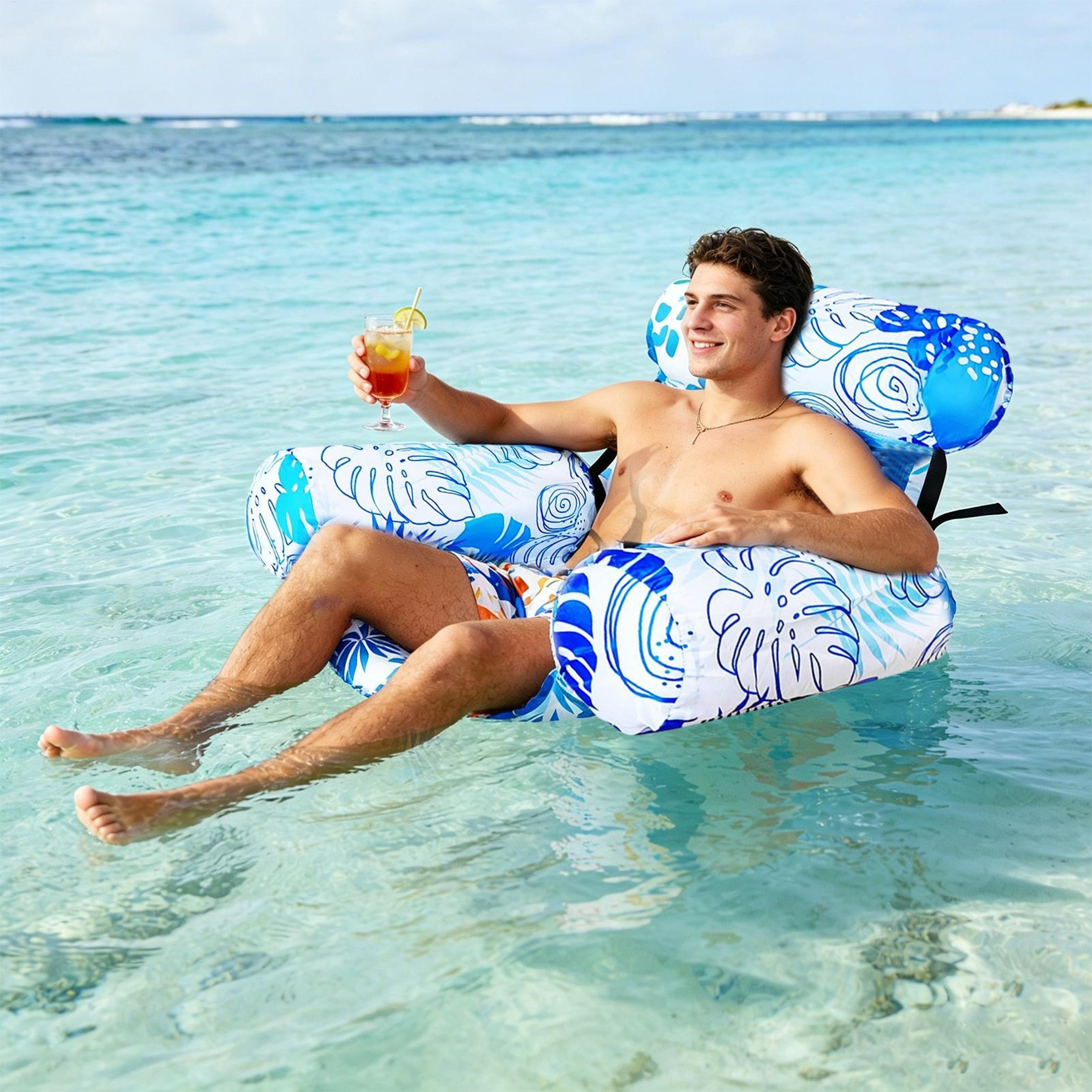 Inflatable Pool Float Lounge Chair With Backrest And Armrests For Ultimate Summer Relaxation 2