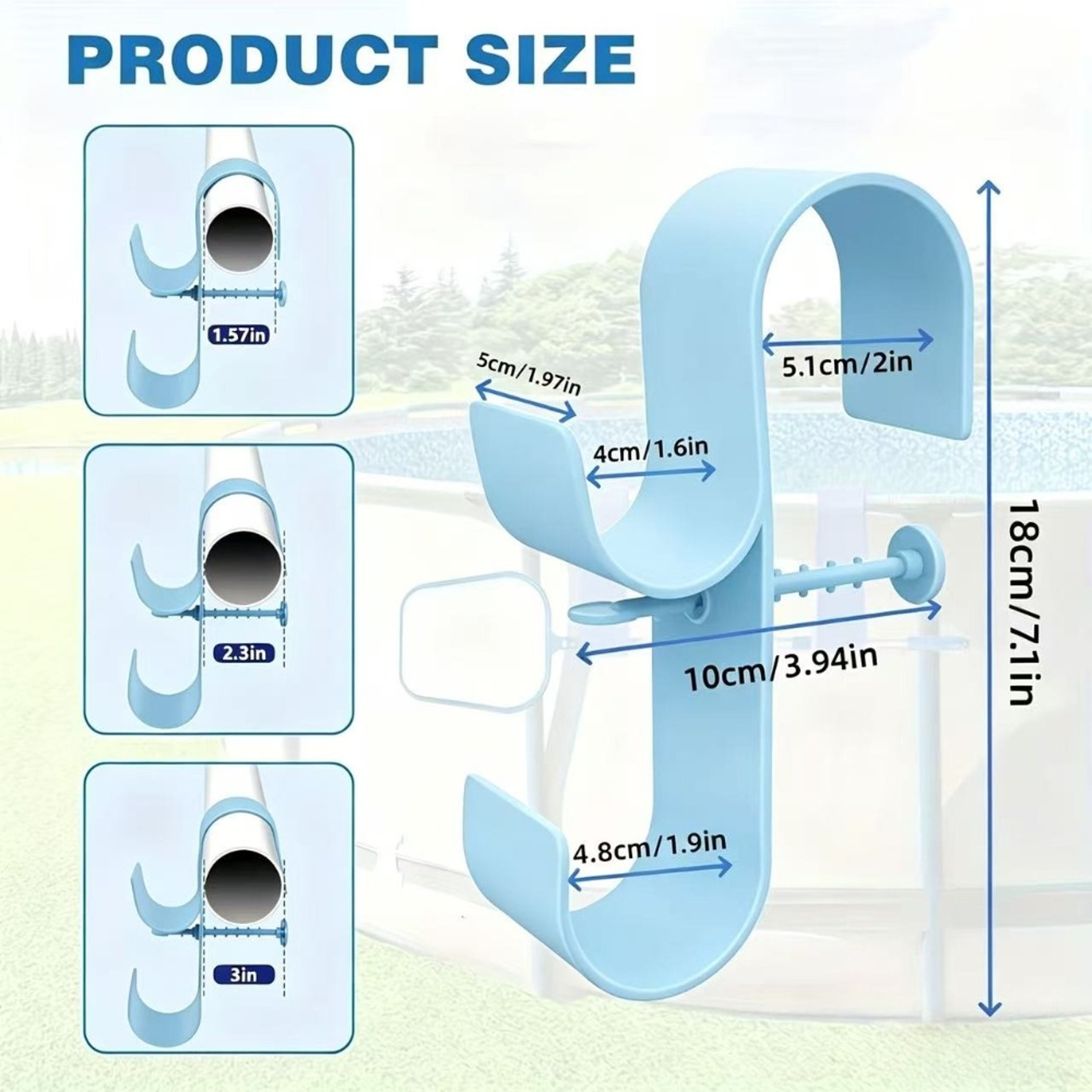 Adjustable Pool Pole Holder Set For Above Ground Pools With Tool Organizer Hooks 3