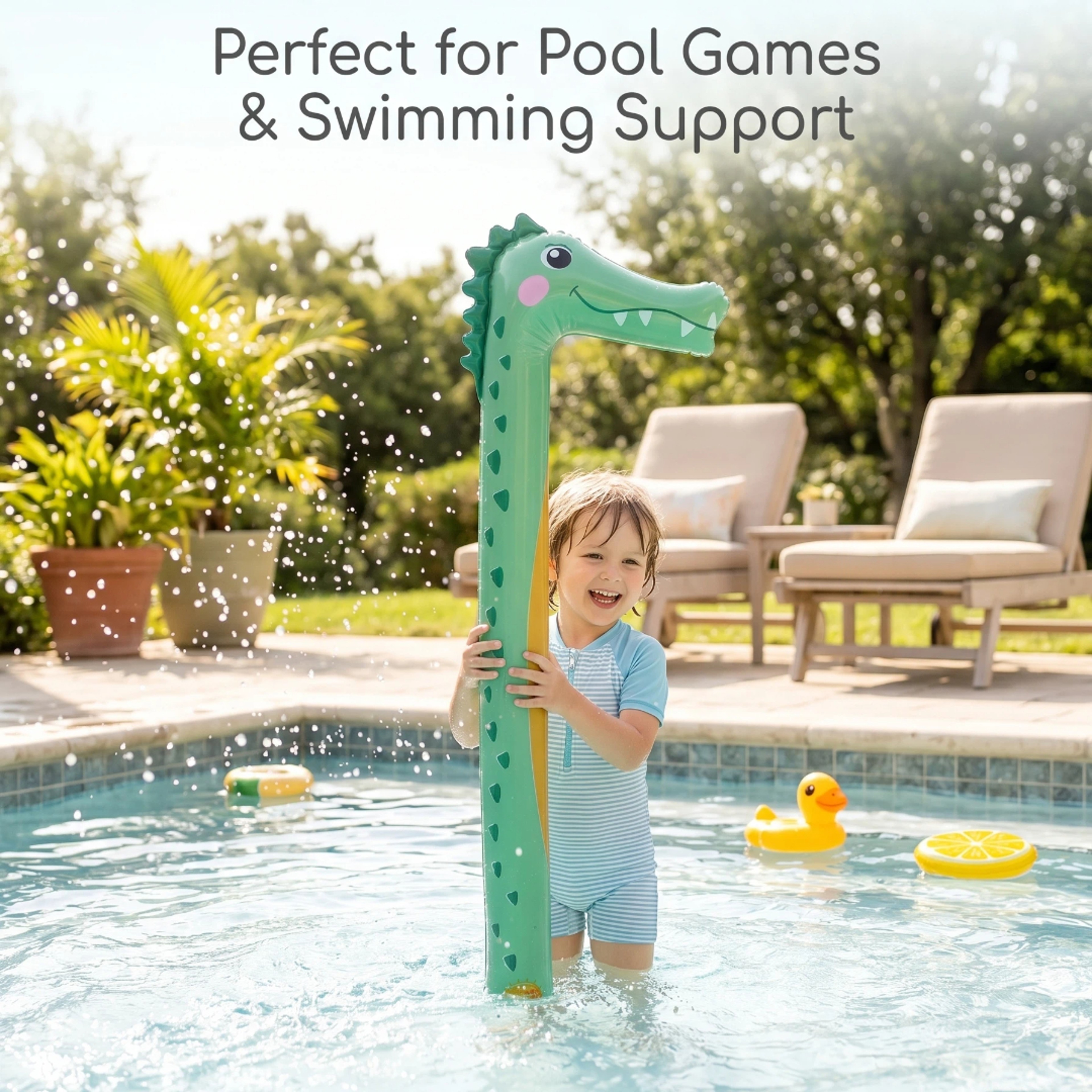 Cute Crocodile Kids Pool Noodle Inflatable Swim Training Aid Pool Float Toy – view 1