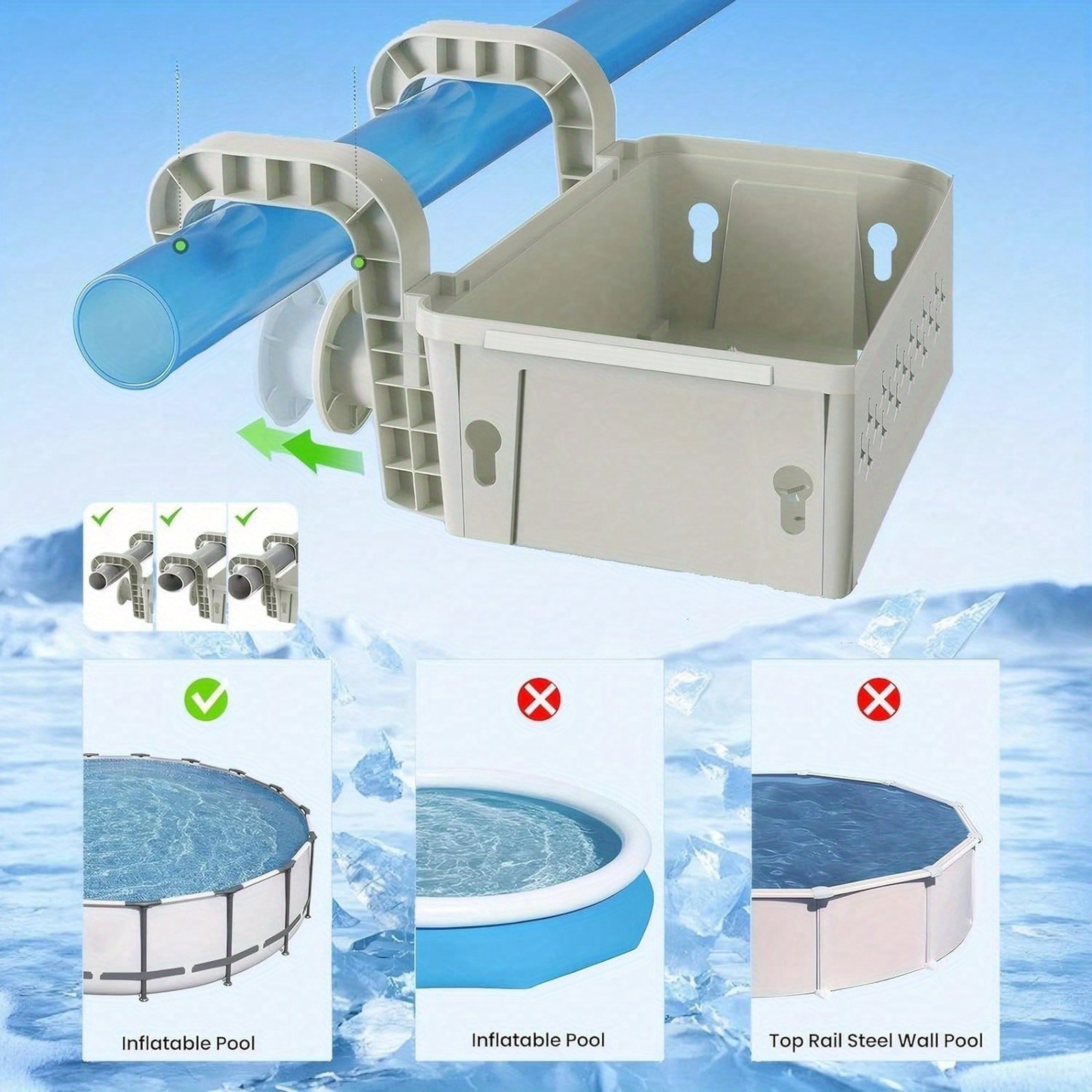 Expandable Pool Side Storage Basket With Cup Holder  Hooks For Above Ground Pool Organization 1