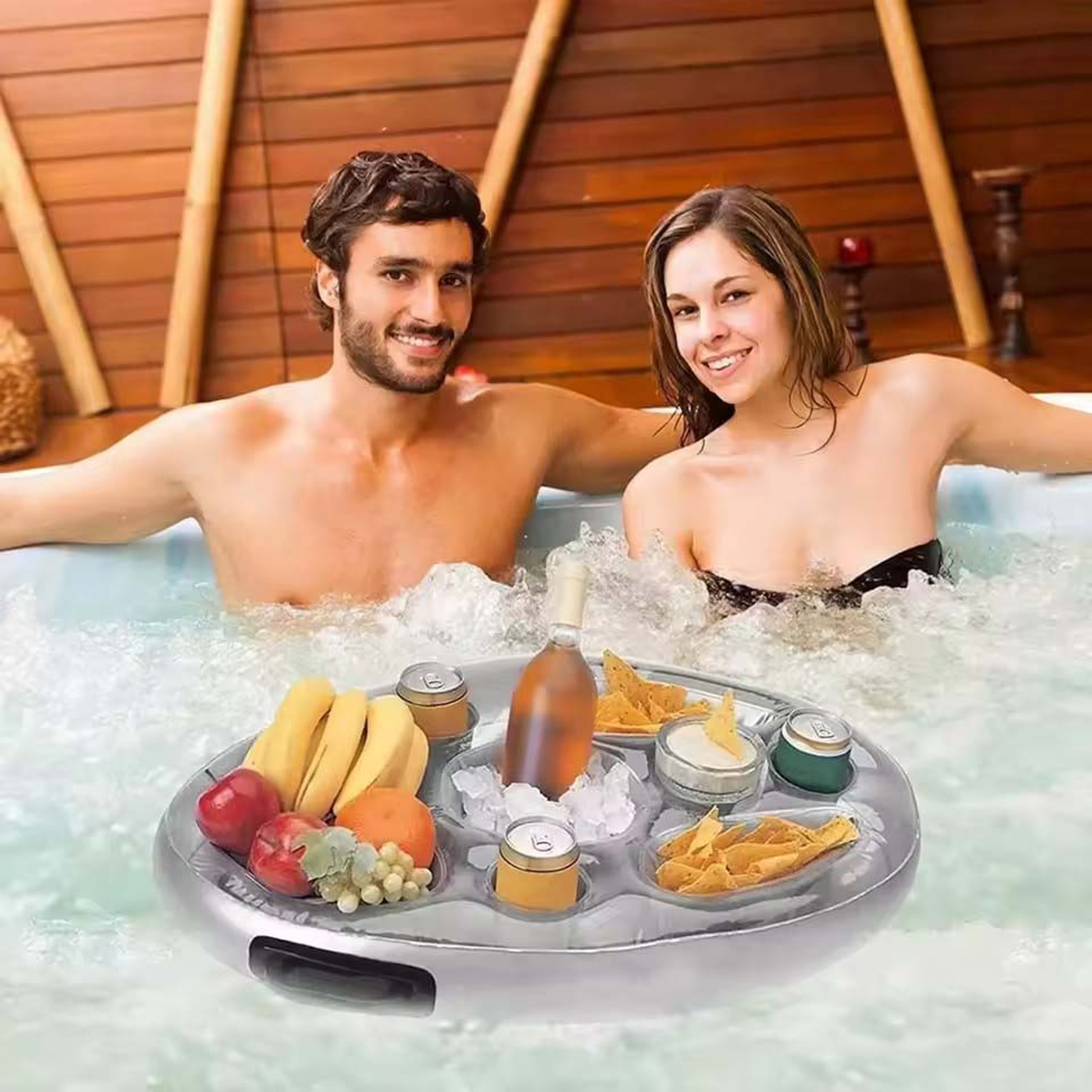 Inflatable Pool Drink Cooler & Floating Bar Tray with Cup Holders for Beach & Pool Parties – view 3