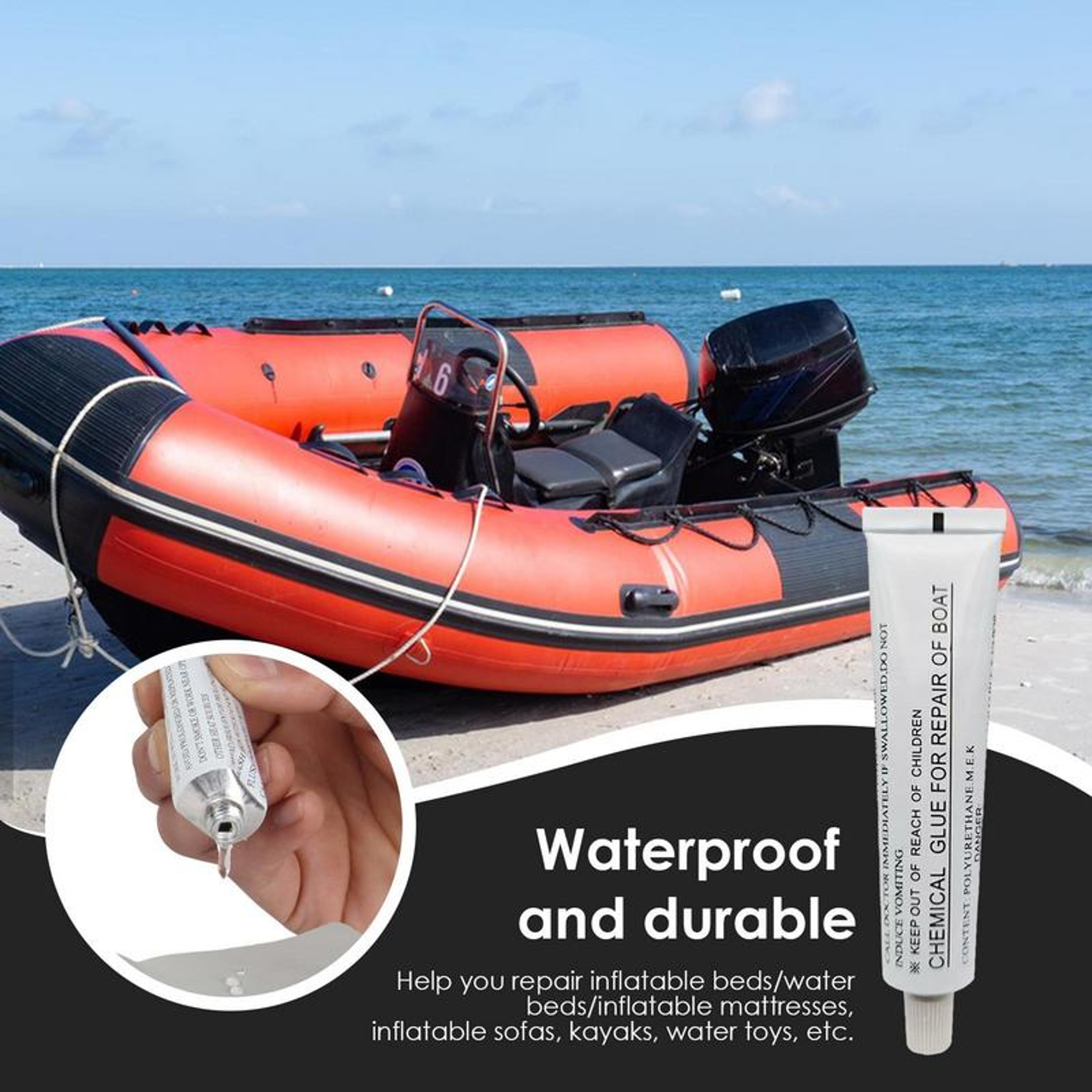 Boat Repair Glue Waterproof PVC Adhesive for Inflatable Boat Repair & Kayak Patch Repairs – view 4