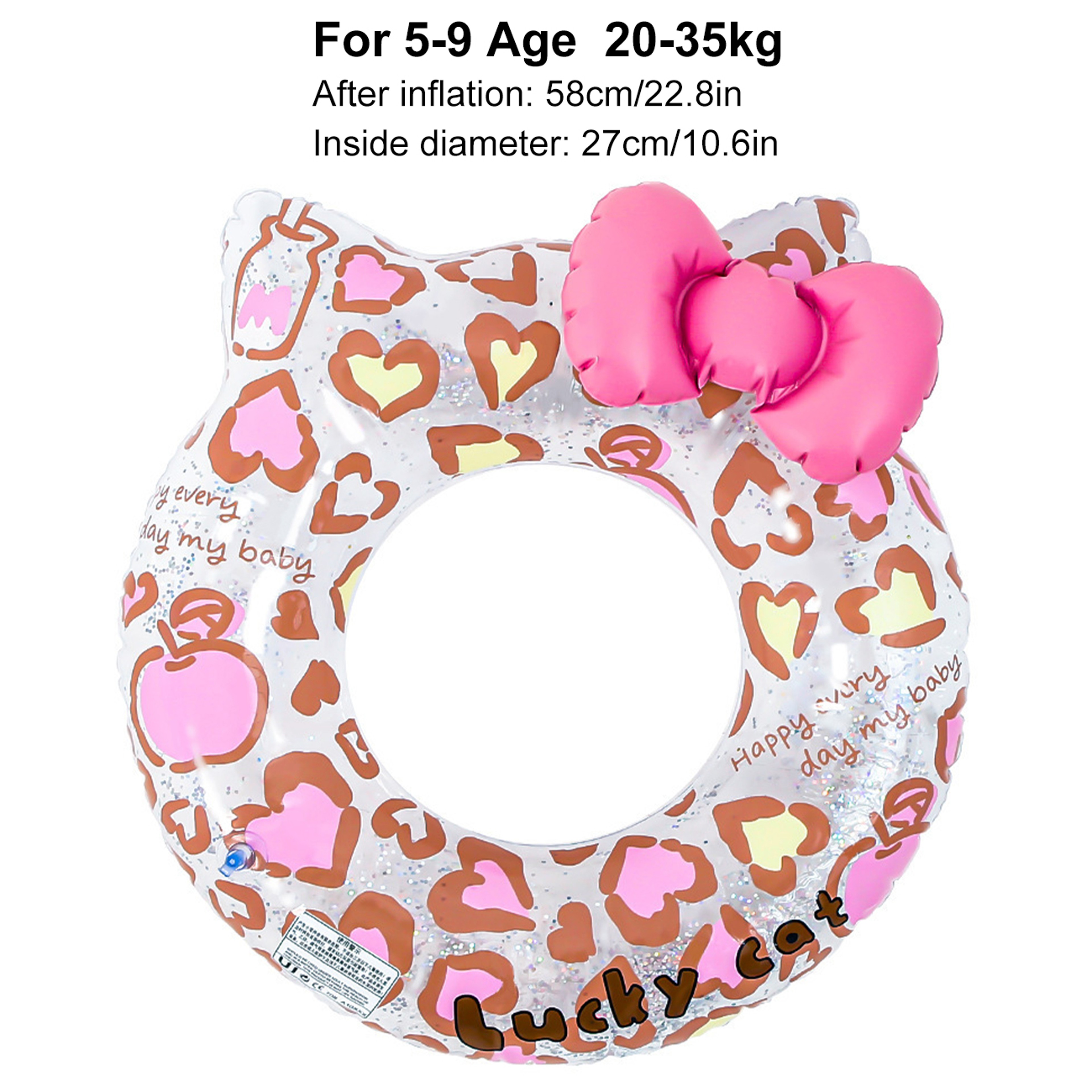 Leopard Cat Baby Swim Ring with Seat & Side Pocket Cute Toddler Pool Float for Summer Fun – view 7