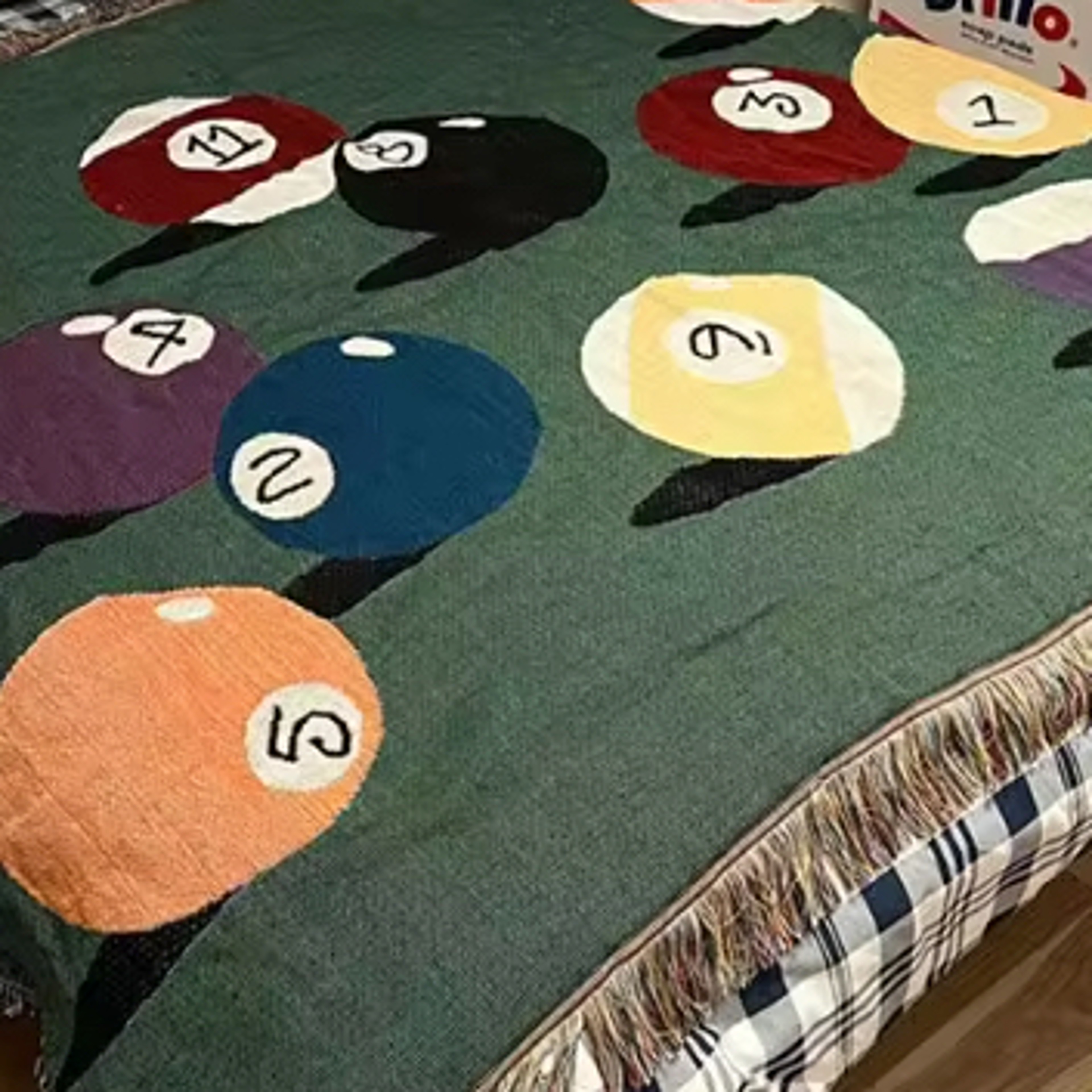 Retro Billiard Throw Blanket Woven Fringed Pool Table Blanket for Couch, Bed & Game Room Decor – view 5