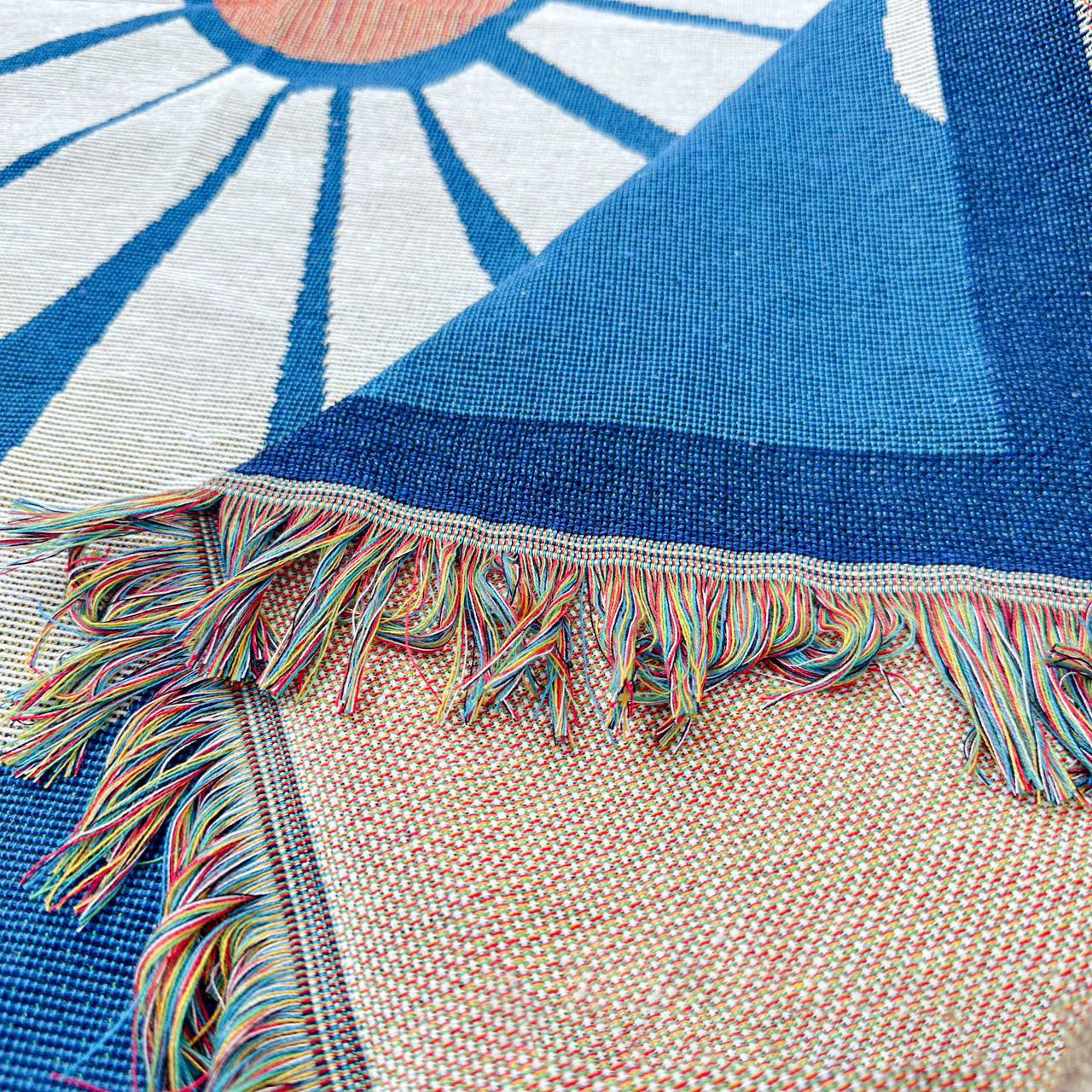 Abstract Geometric Throw Blanket with Tassels Cozy Knitted Sofa, Bed & Picnic Blanket – view 6