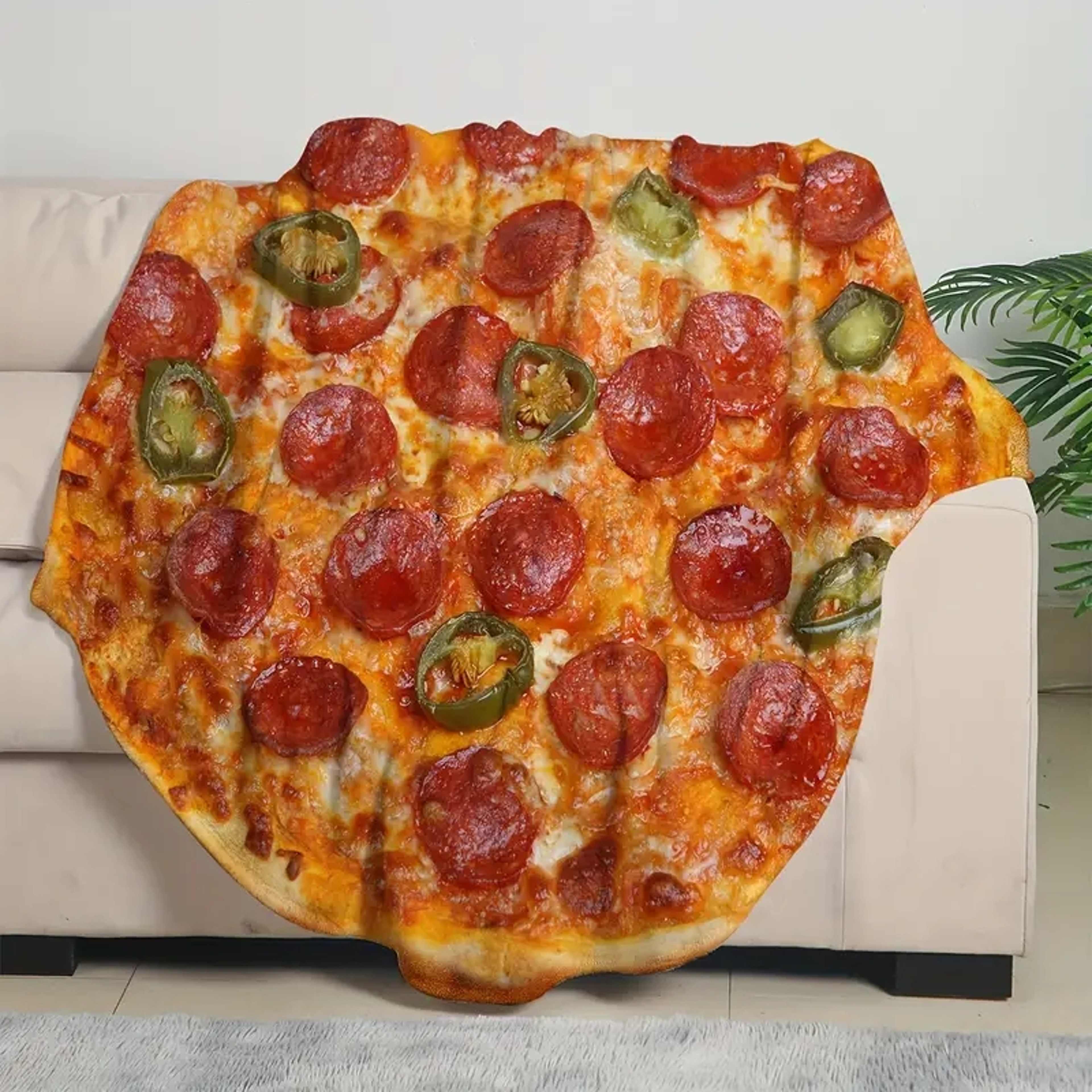 Cozy Round Pizza Blanket Soft Flannel Blanket For Home Travel  Fun Gifts 0