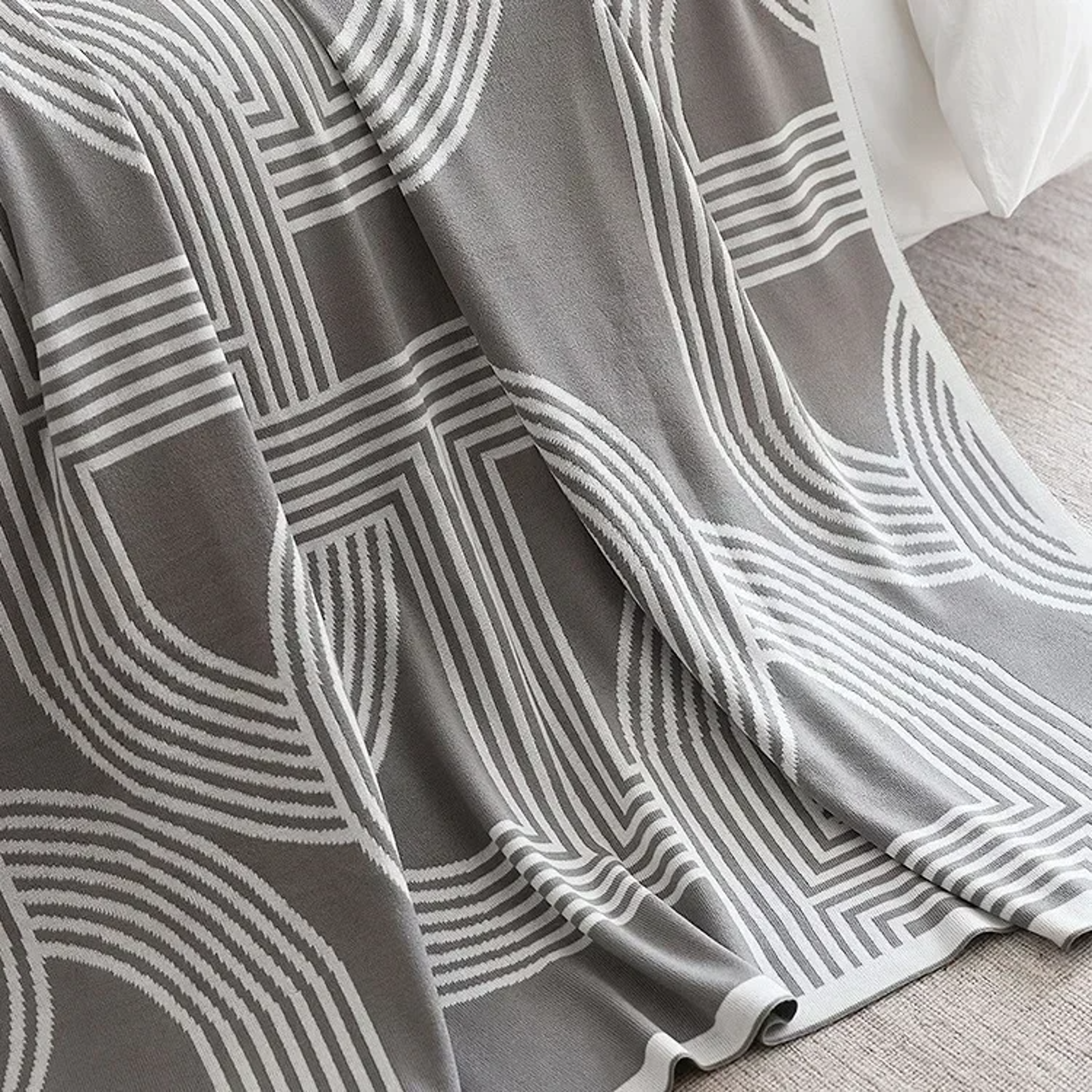 Nordic Geometric Knitted Throw Blanket for Sofa, Bed & Home Decor – view 5