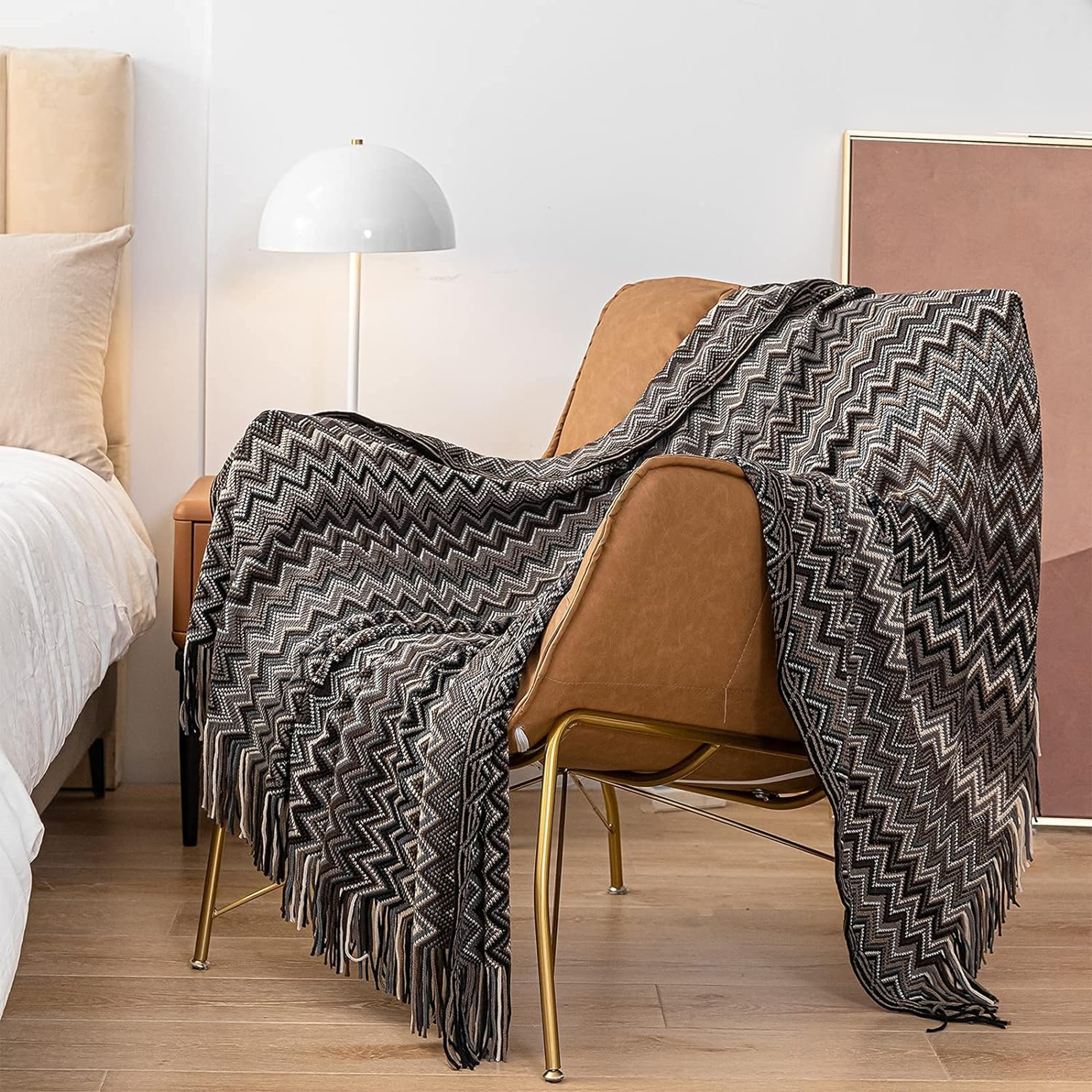 Battilo Boho Throw Blanket with Tassels Soft Knit Throw Blanket for Sofa, Bed & Home Decor – view 5
