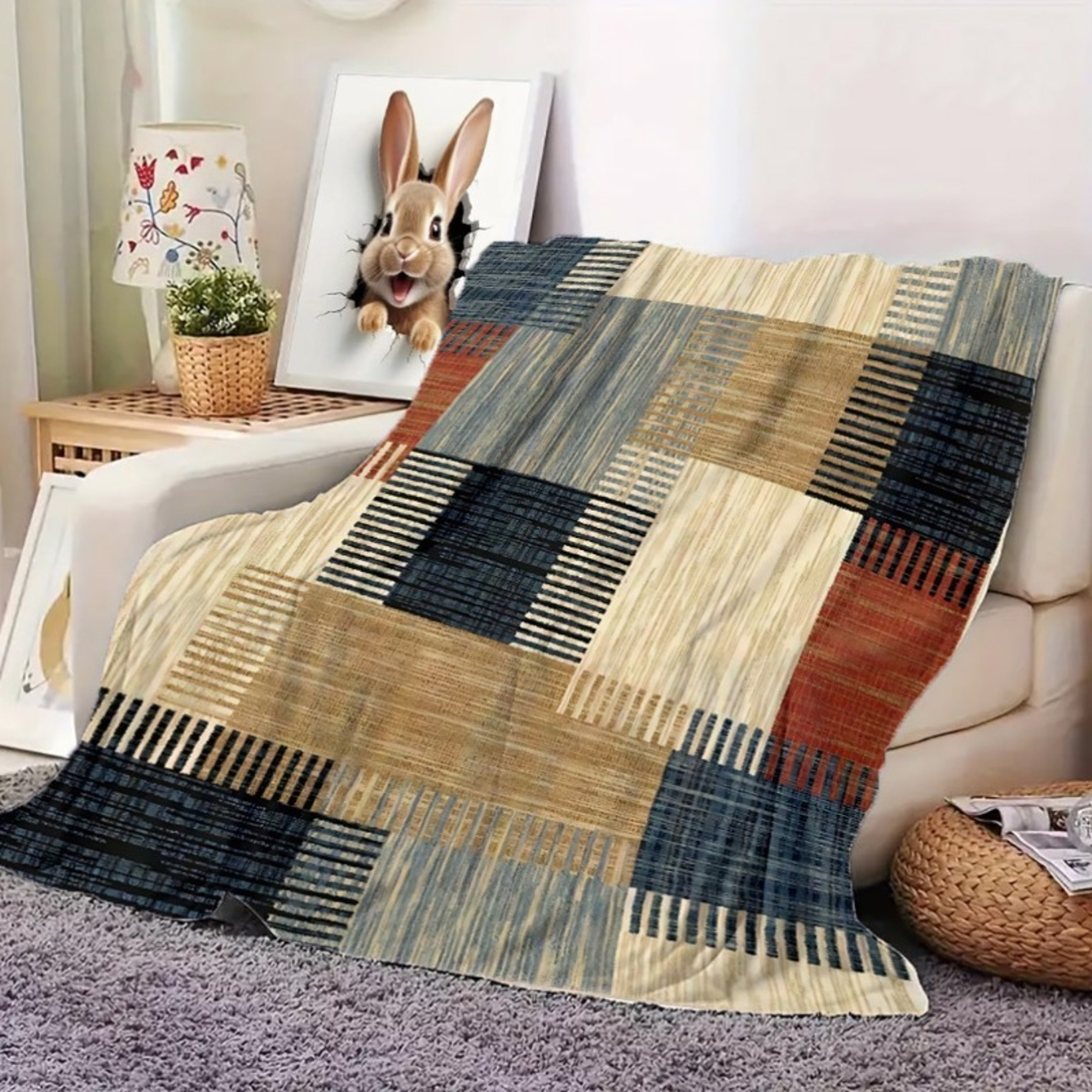 Bohemian Flannel Blanket Soft Patchwork Throw Blanket For Sofa Bed  Cozy Home Decor 1