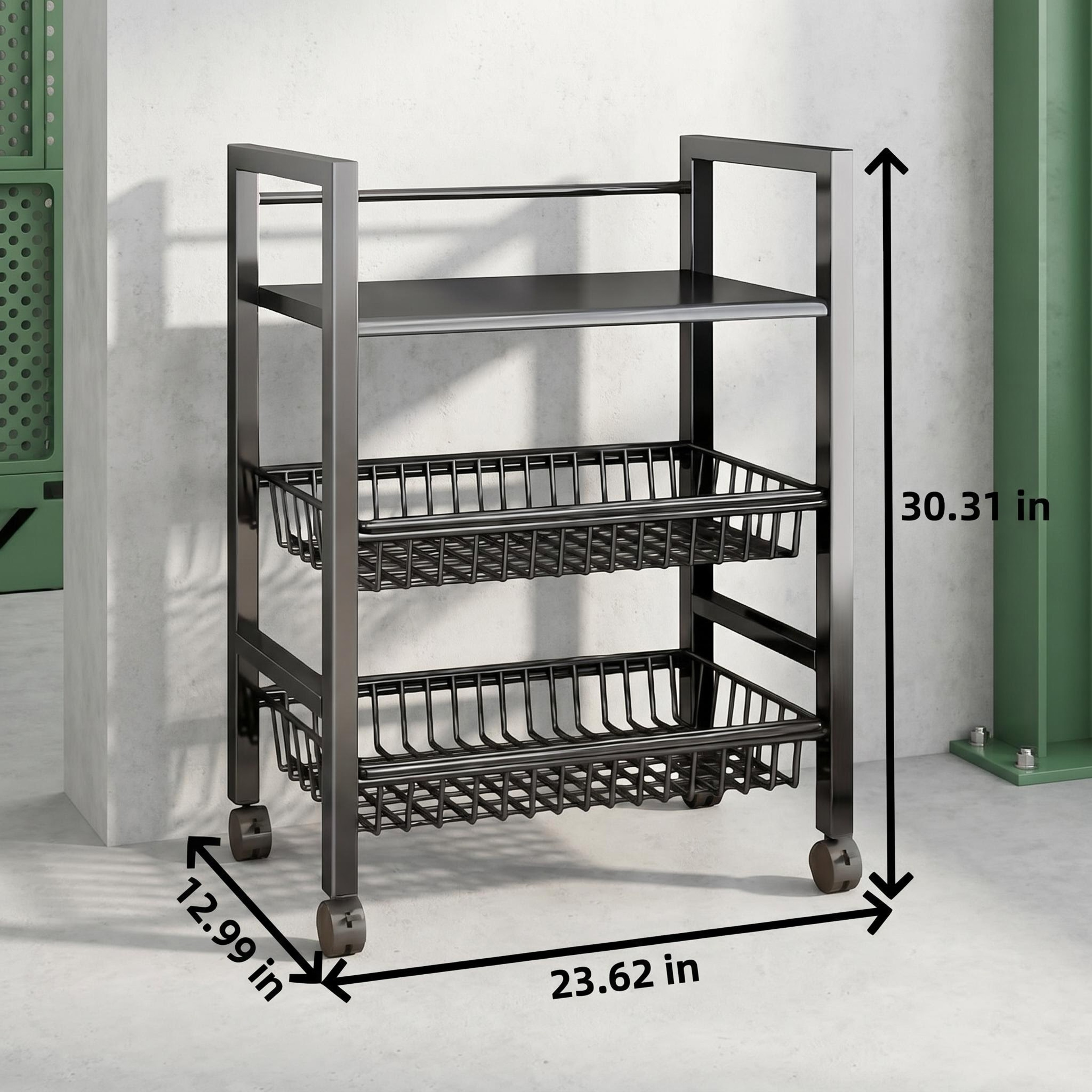 Slim Rolling Storage Cart with Pull Out Mesh Baskets for Narrow Spaces – view 7