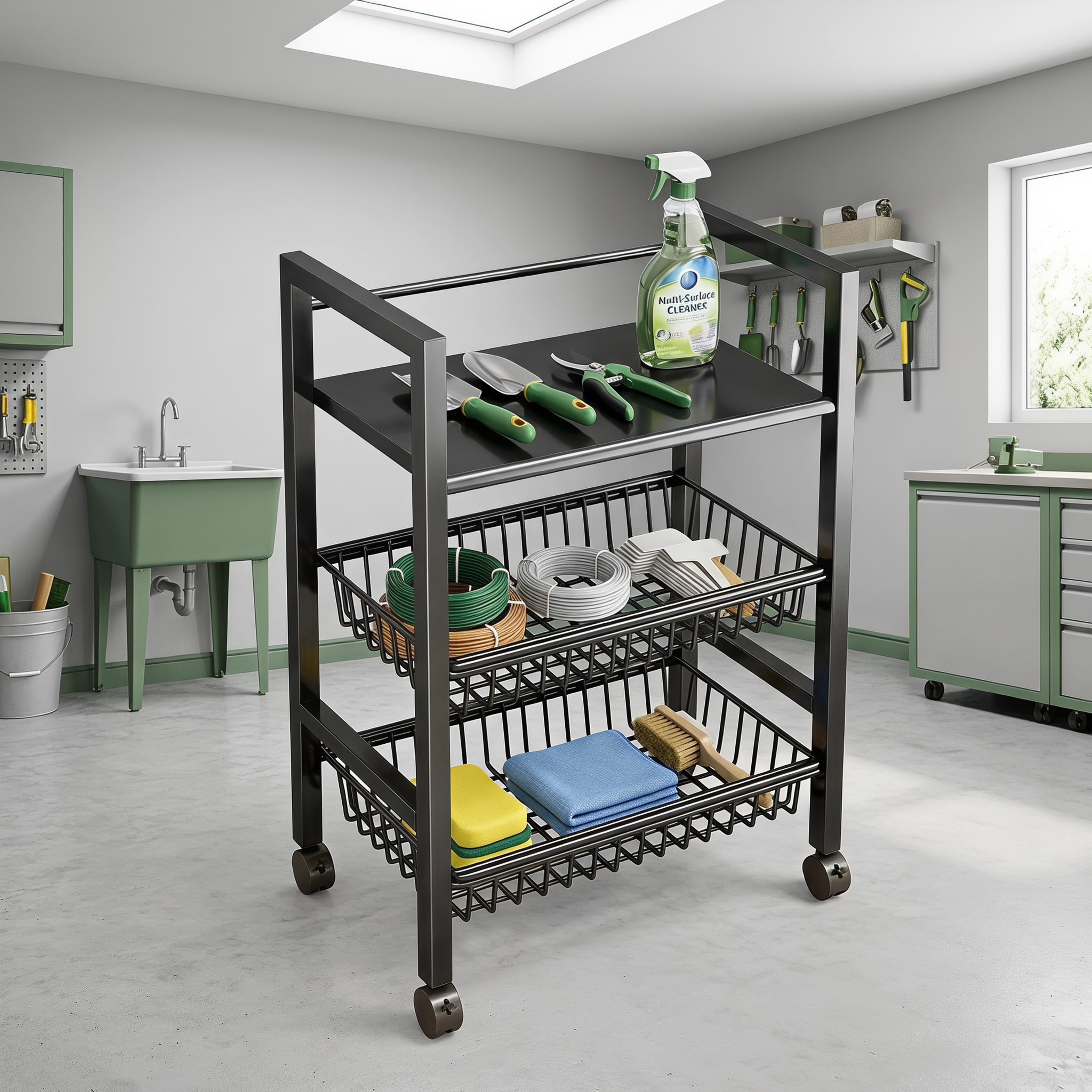 Slim Rolling Storage Cart with Pull Out Mesh Baskets for Narrow Spaces – view 6