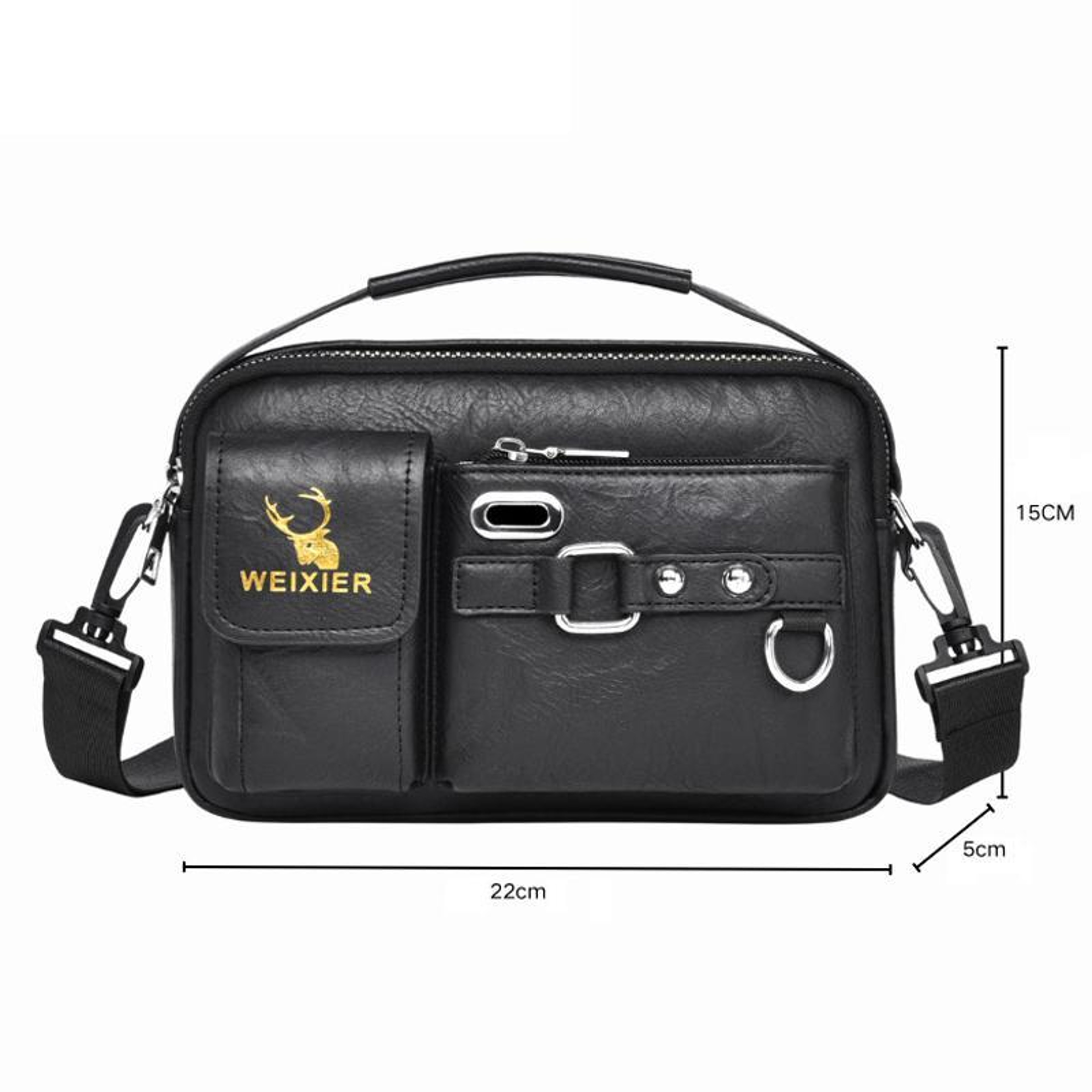 Mens Crossbody Shoulder Bag with Adjustable Strap and Multiple Compartments – view 2