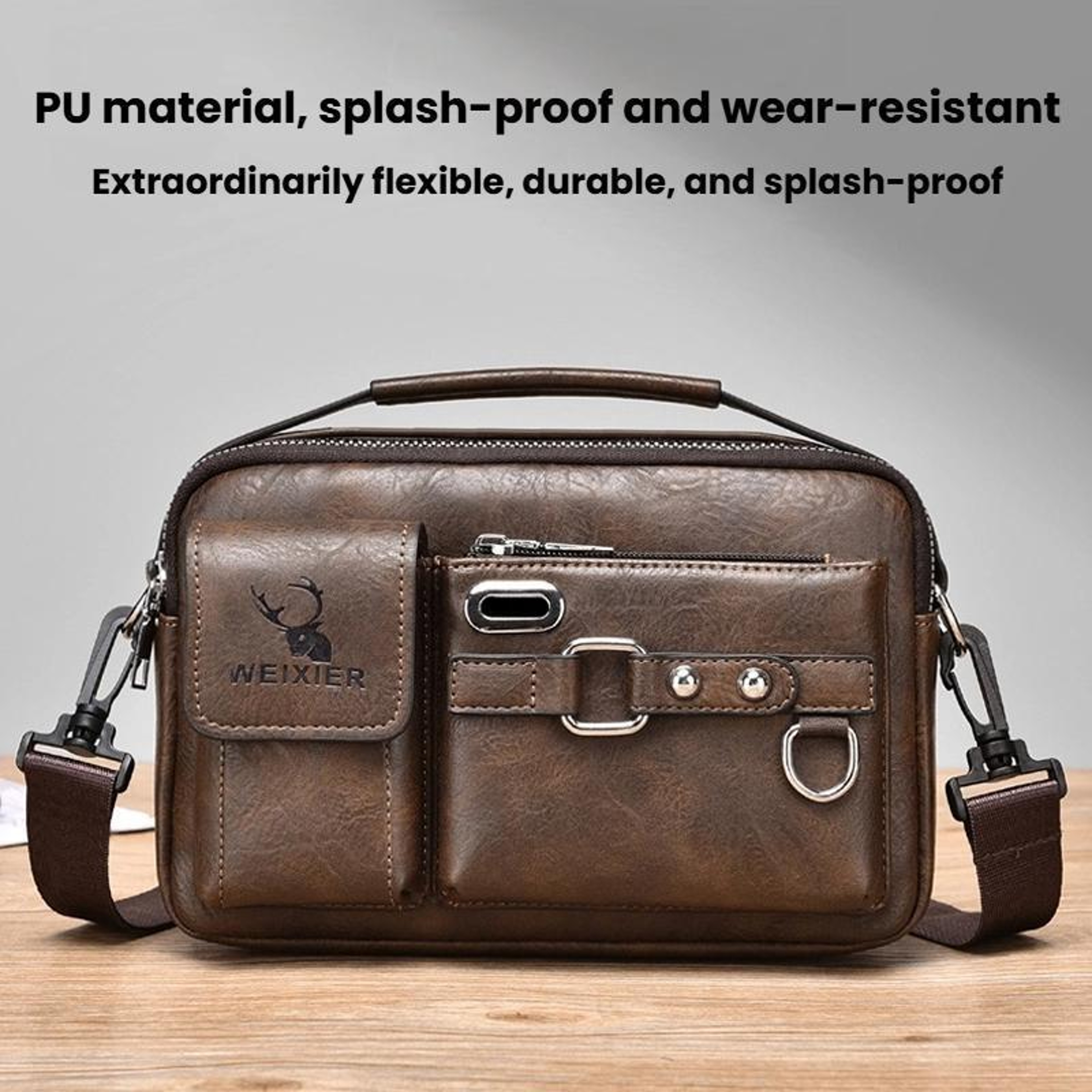 Mens Crossbody Shoulder Bag with Adjustable Strap and Multiple Compartments – view 4