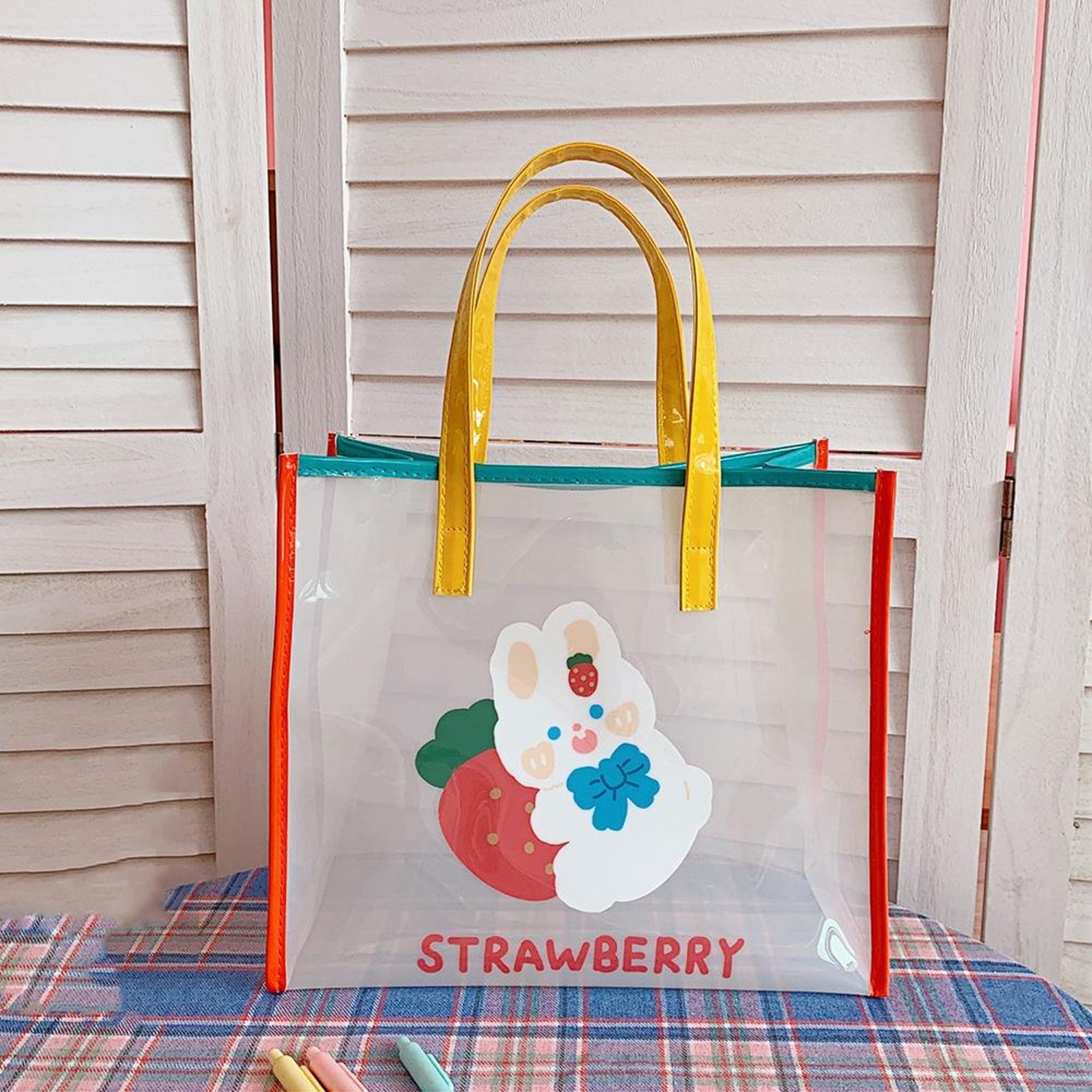 Transparent Jelly Shoulder Bag For Girls With Cartoon Rabbit Design 1