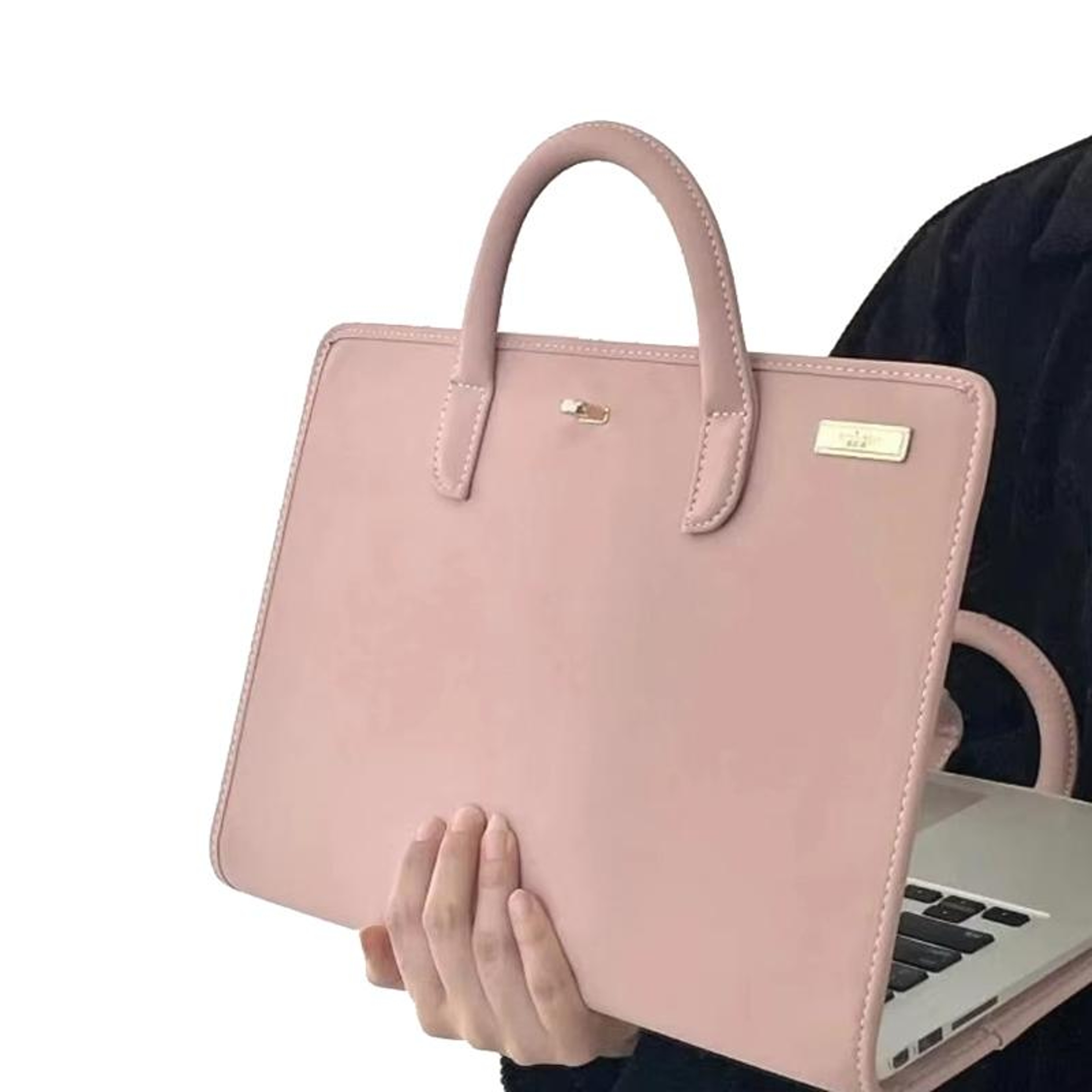 Pink PU Laptop Bag with Handle and Ventilated Base – view 4