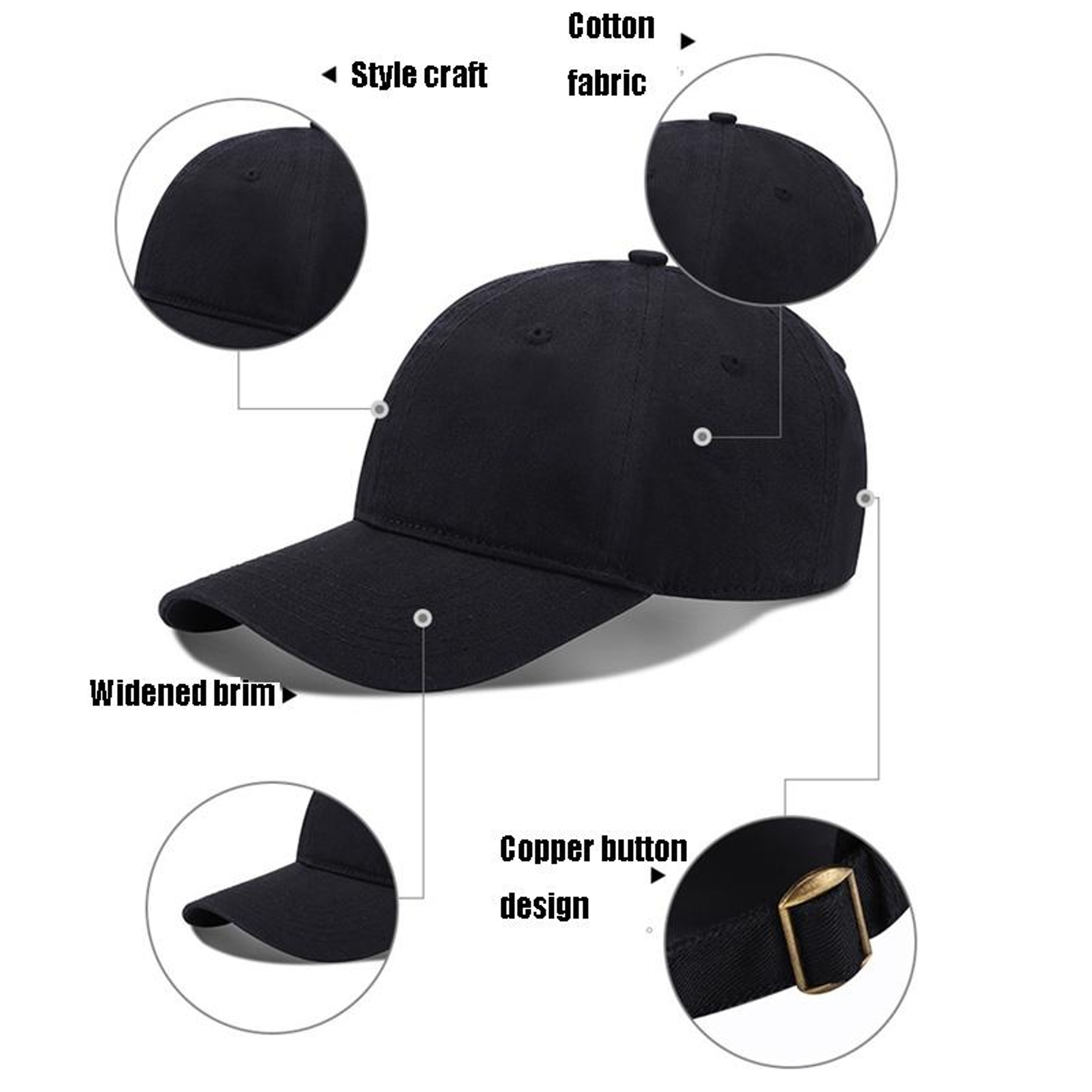 Cotton Baseball Cap with Wide Flat Brim for Everyday Outdoor Wear – view 6