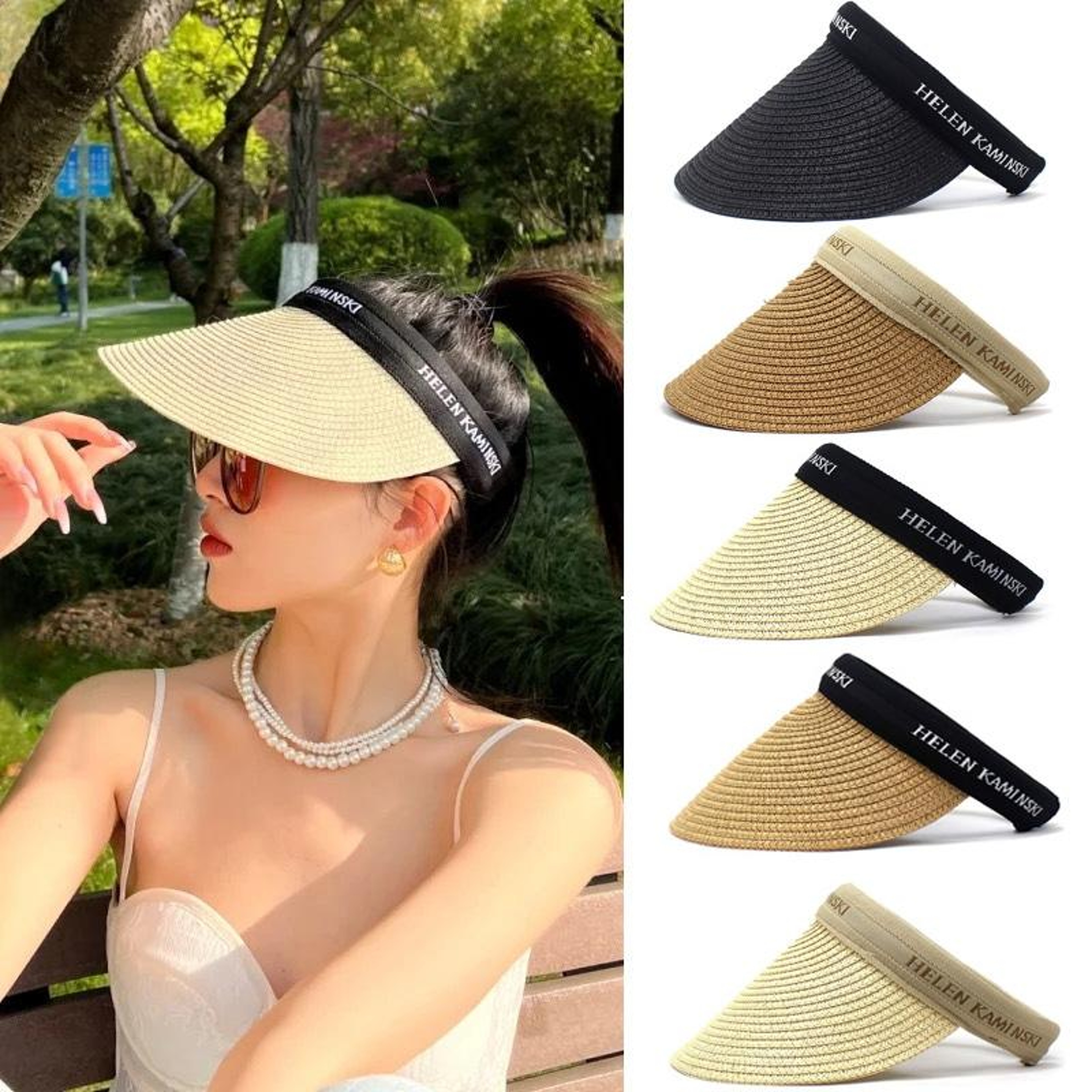 Womens Straw Visor Hat with Wide Brim and Adjustable Fit – view 7