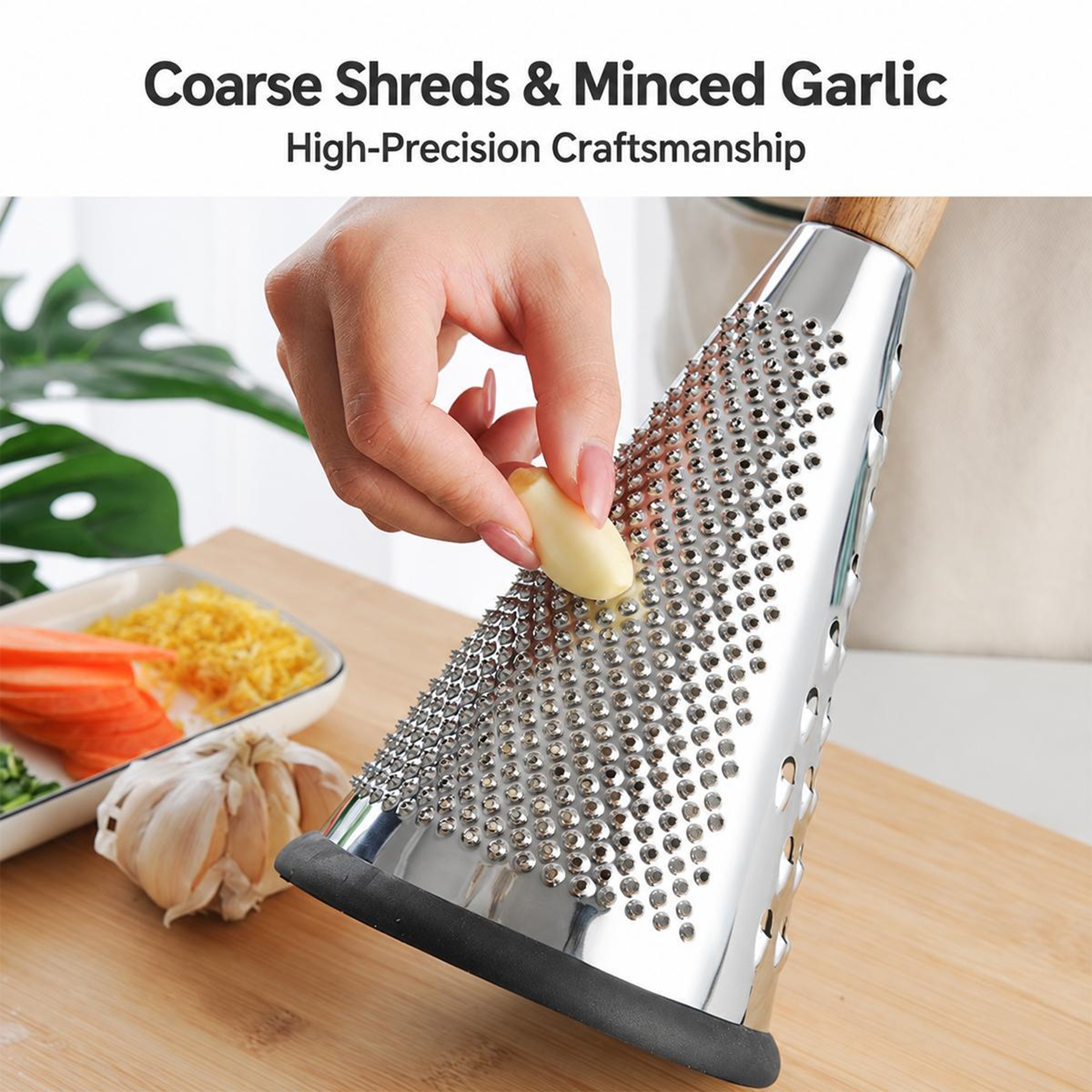 Stainless Steel Cone Grater with Wooden Handle and Non Slip Base – view 6