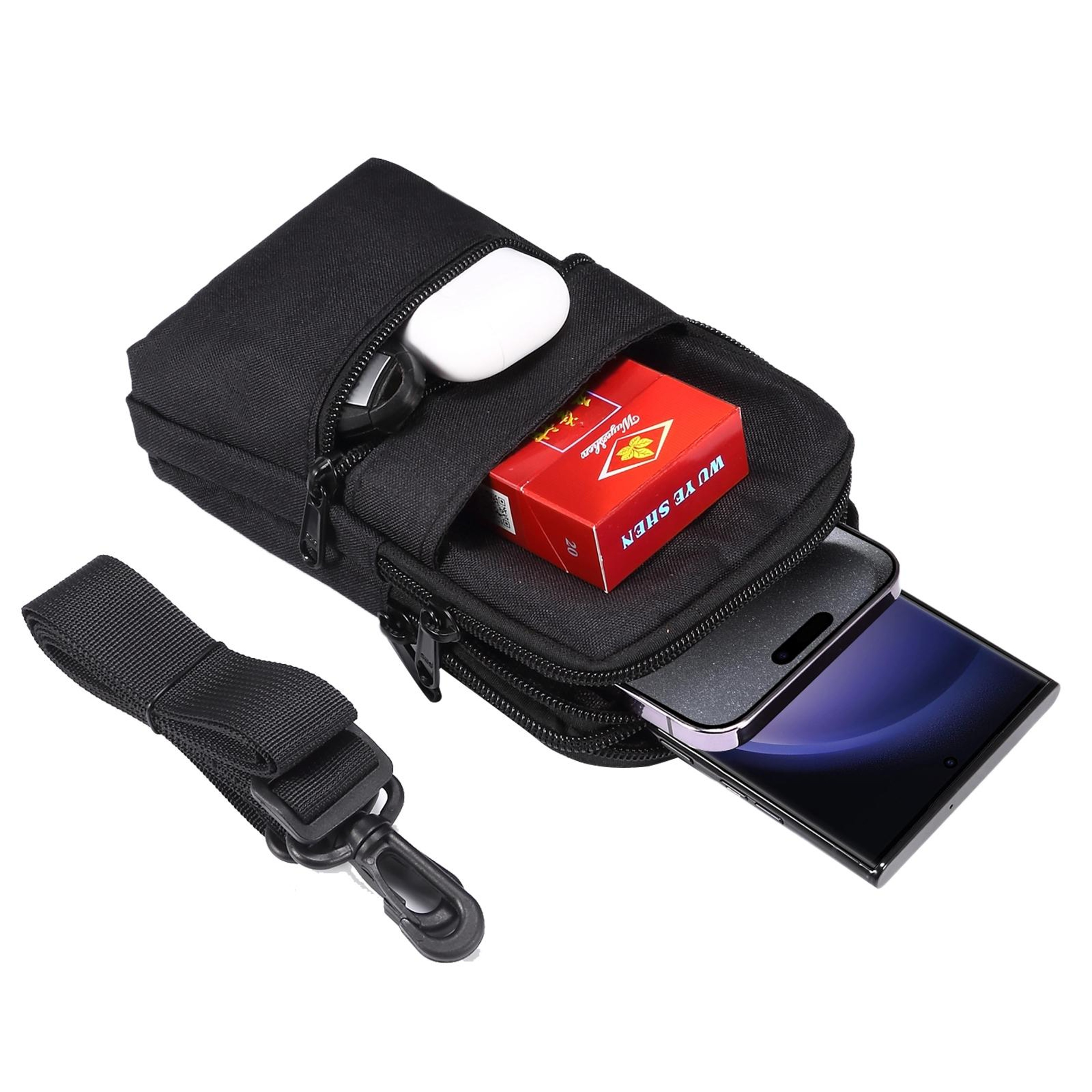 Denim Crossbody Phone Bag with Adjustable Strap and Front Pocket – view 5