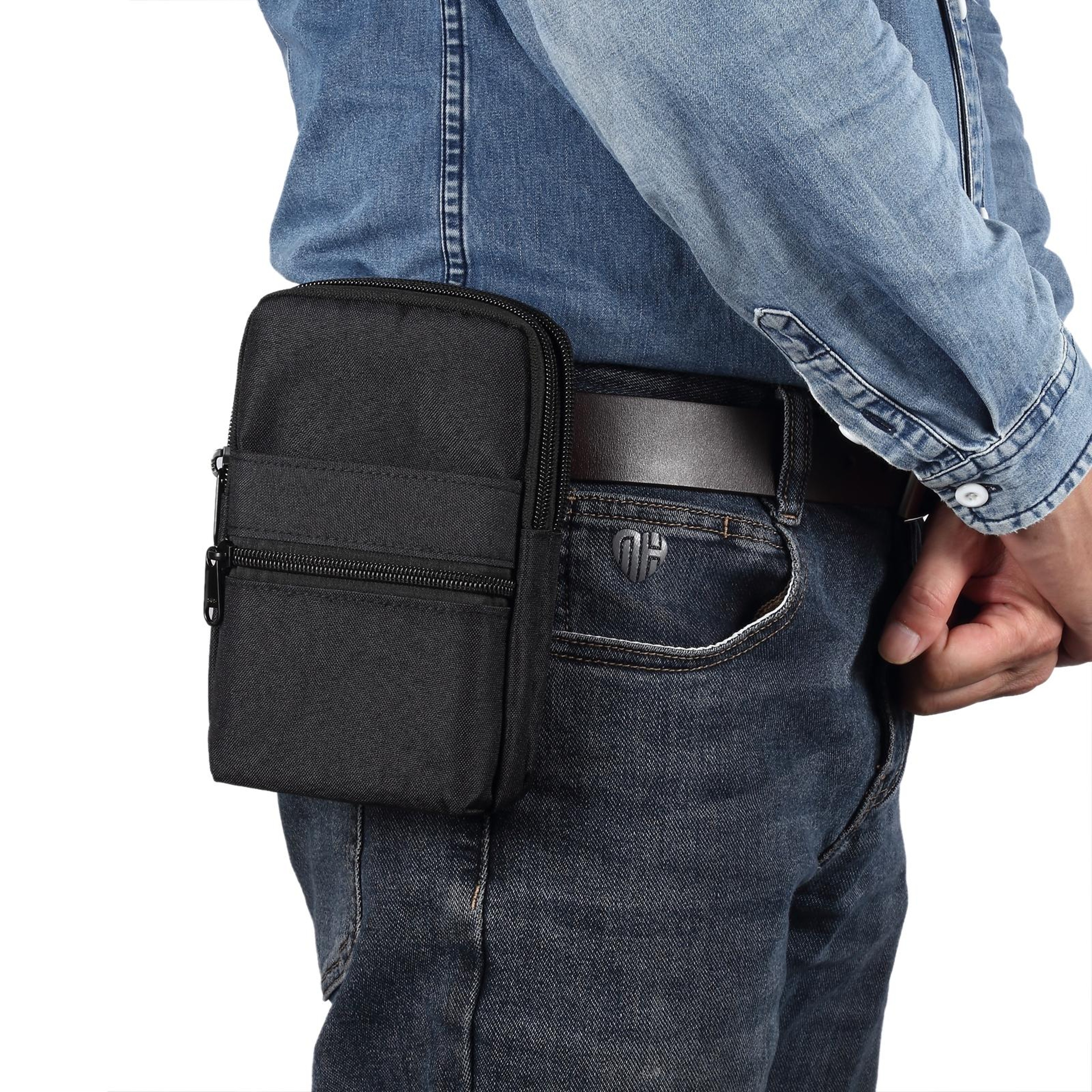 Denim Crossbody Phone Bag with Adjustable Strap and Front Pocket – view 7