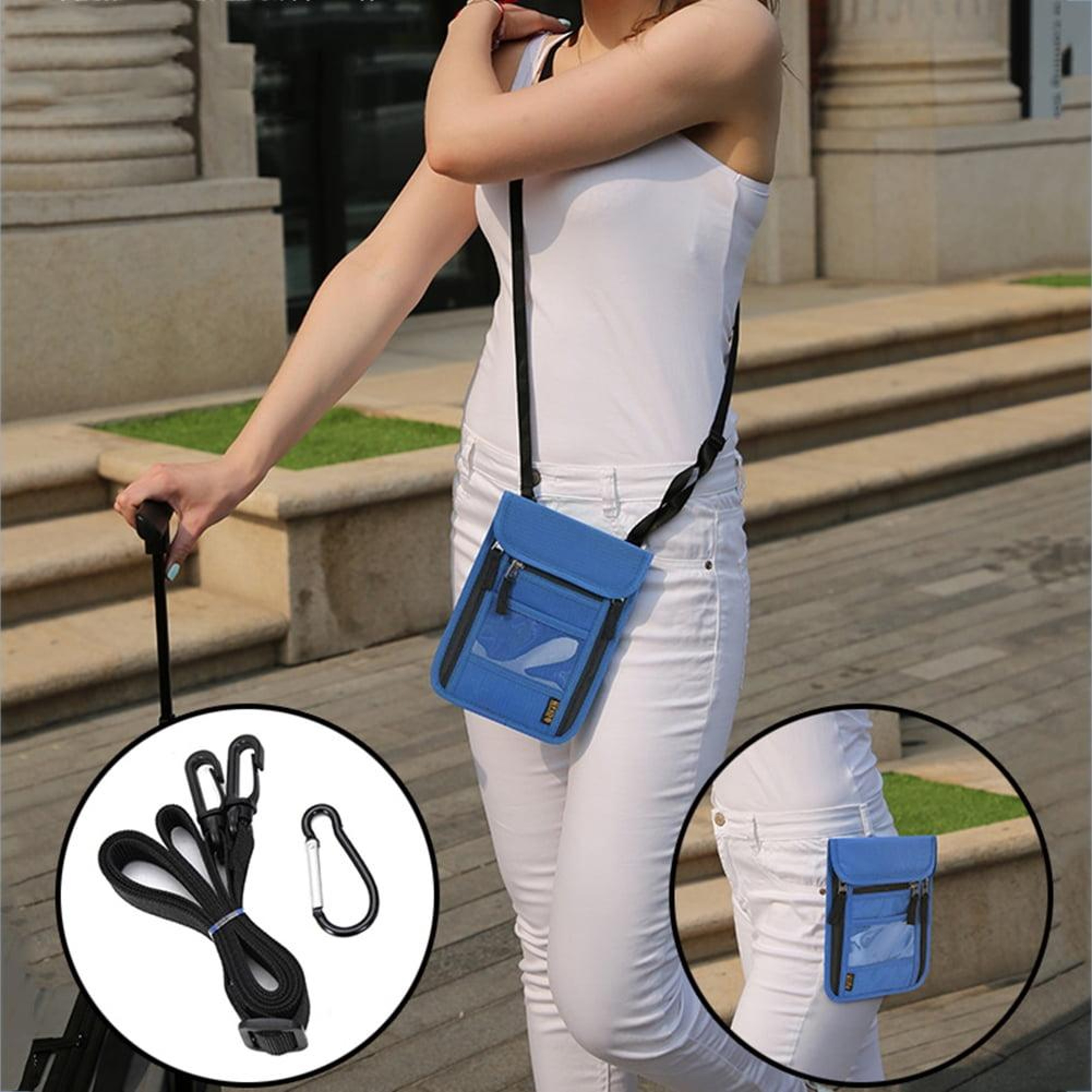 RFID Anti Theft Crossbody Passport Bag with Water Resistant Fabric – view 2