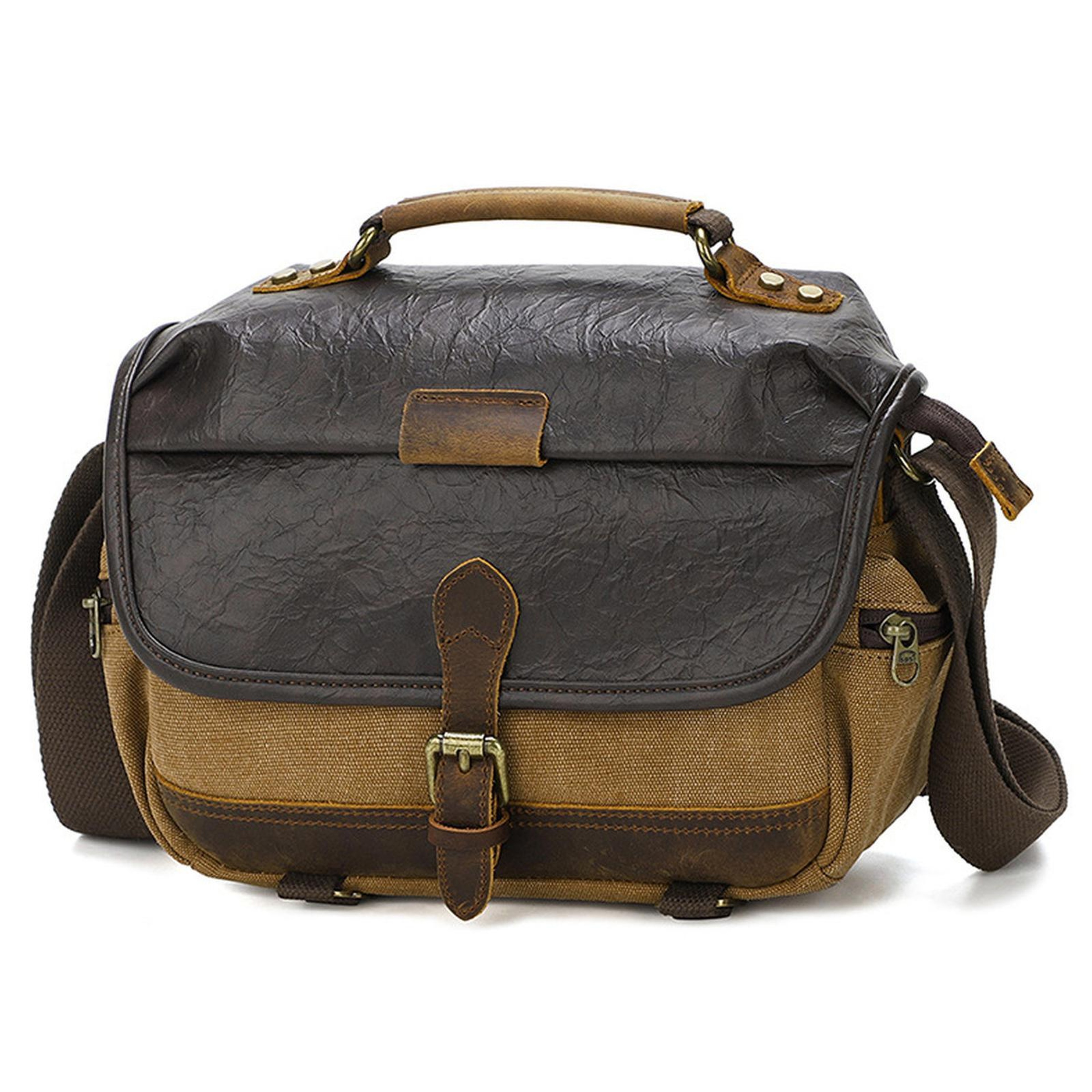 Vintage Canvas Camera Messenger Bag with Water Repellent Exterior – view 1