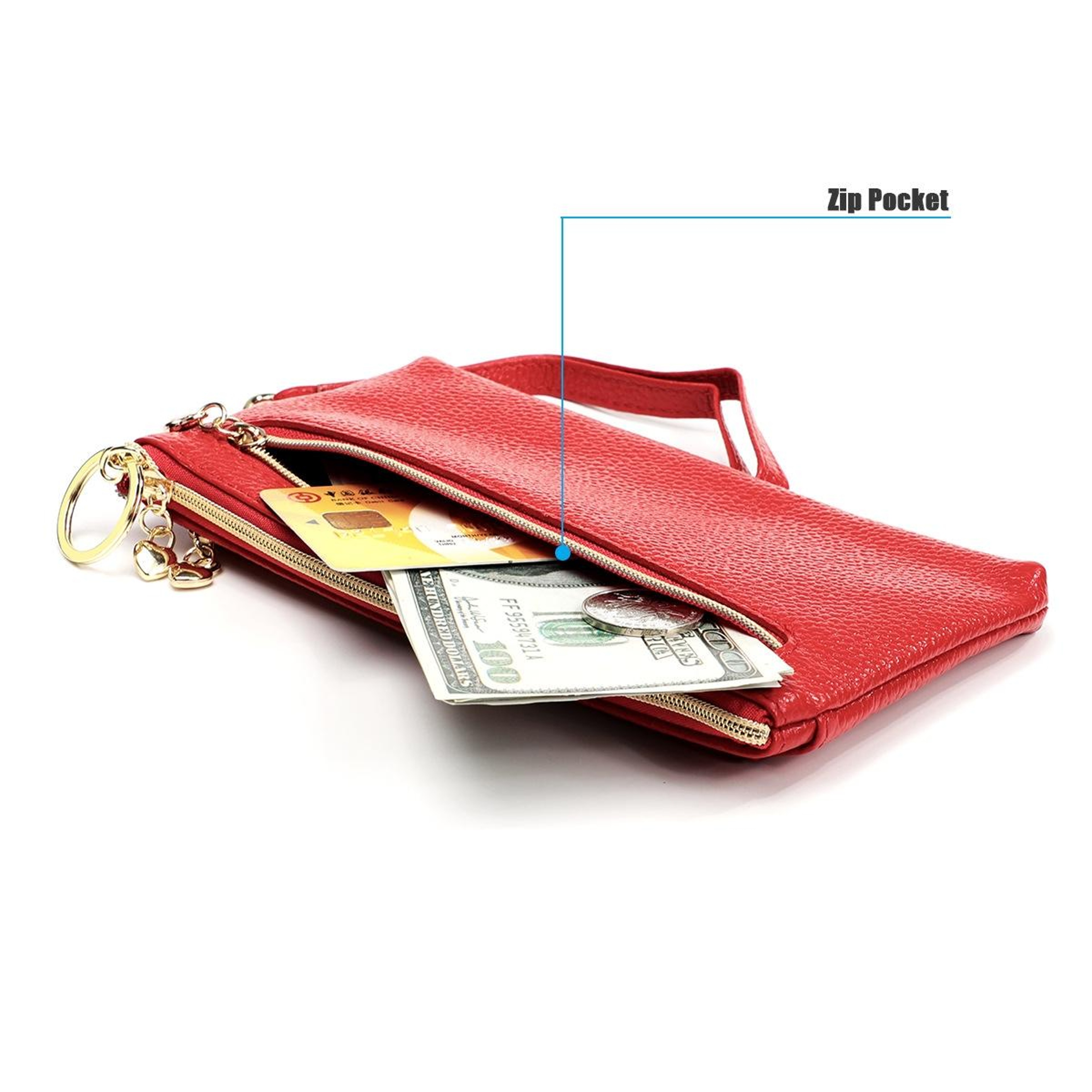 Ladies Cowhide Coin Purse and Car Key Case with Zipper – view 6