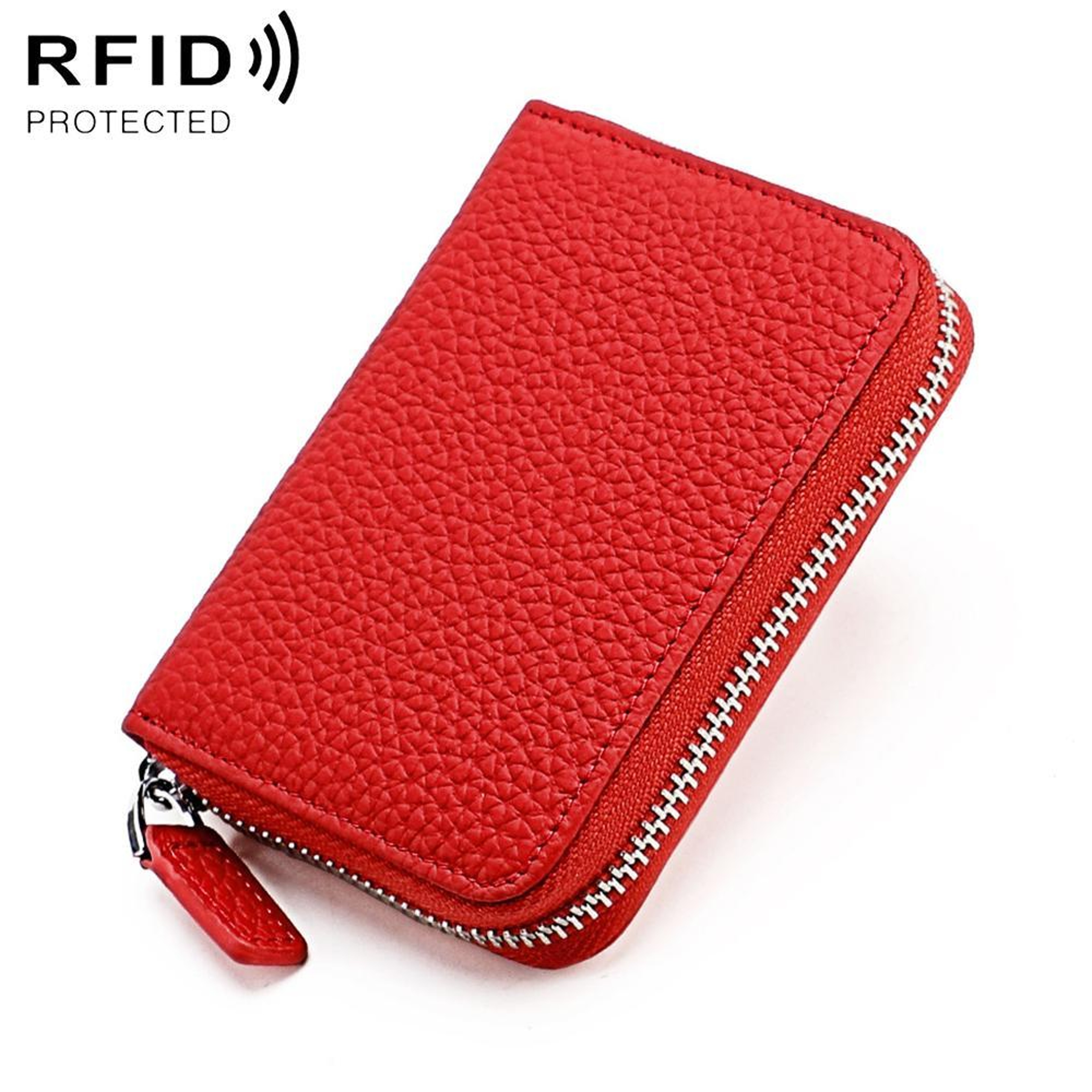 RFID Blocking Genuine Leather Coin Purse with Zipper Closure – view 9