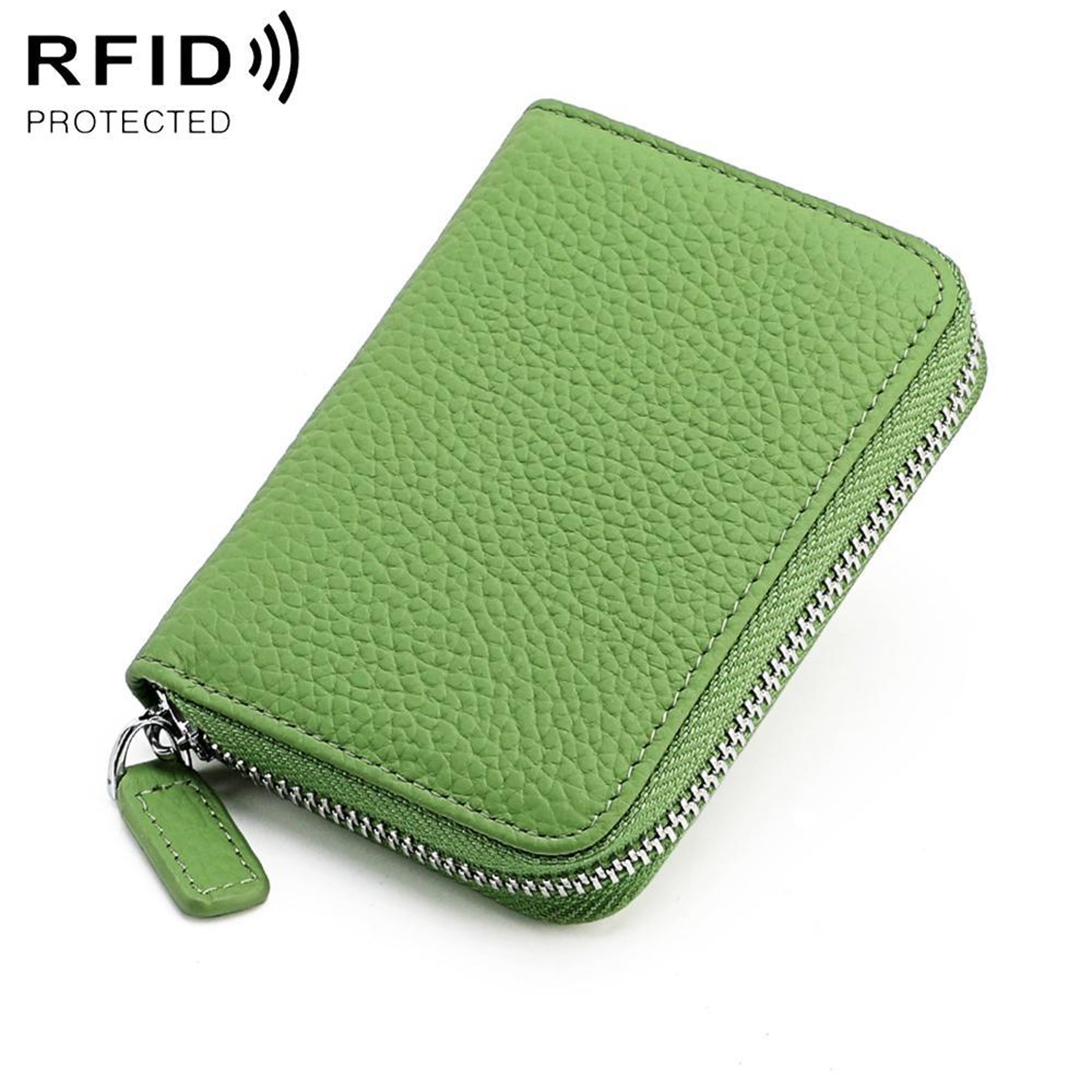 RFID Blocking Genuine Leather Coin Purse with Zipper Closure – view 20