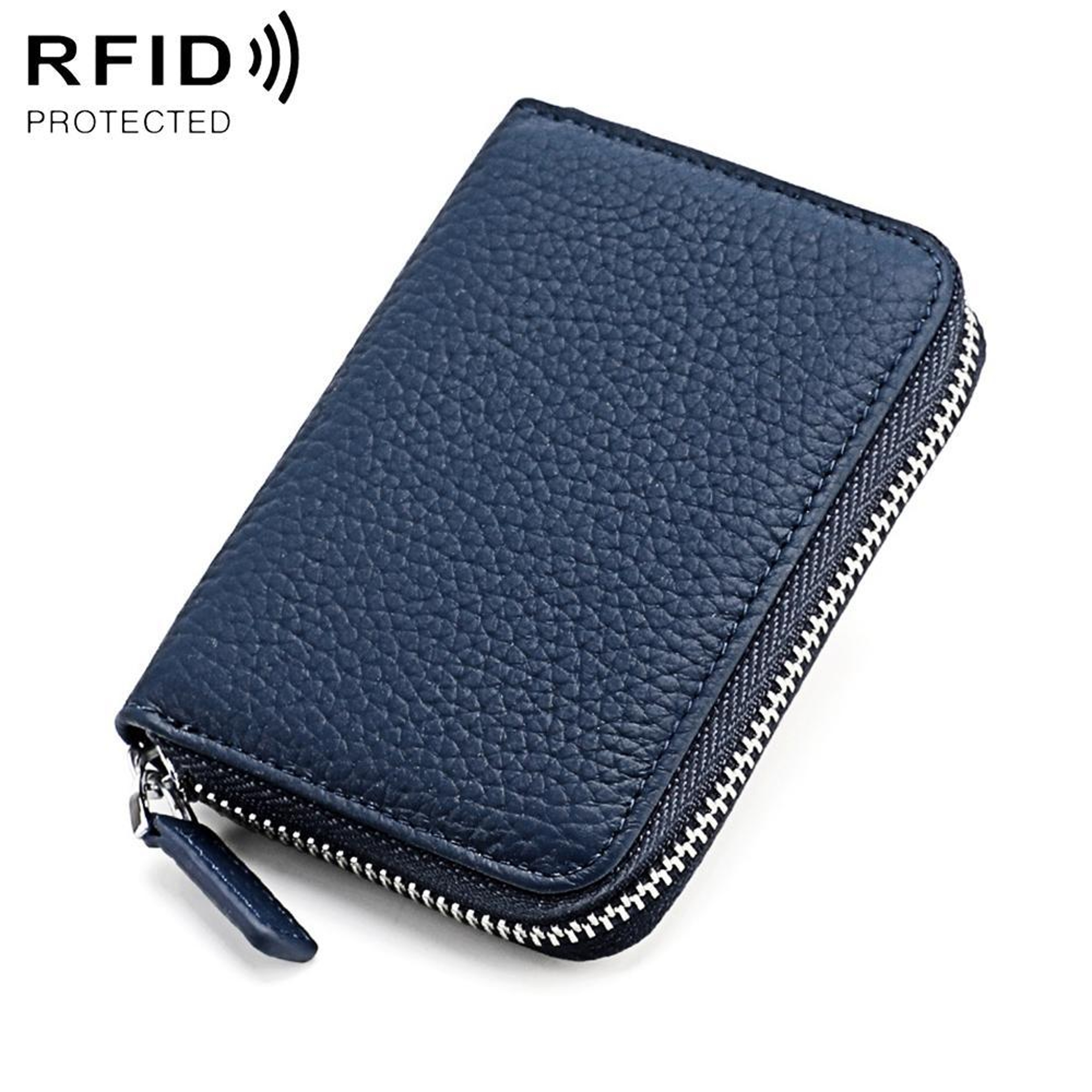 Anti Theft Genuine Leather Coin Purse with Zipper and RFID Blocking – view 9