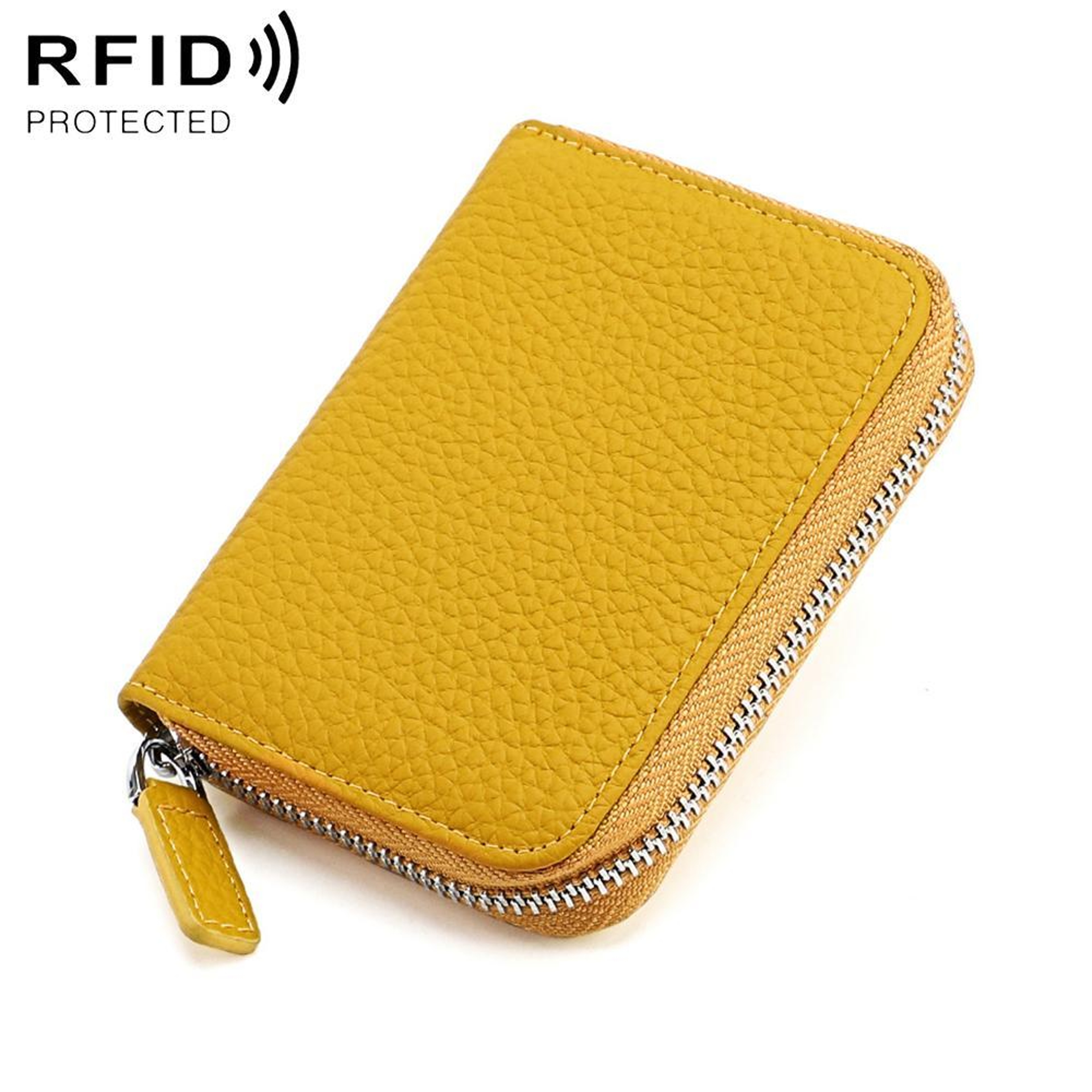 Anti Theft Genuine Leather Coin Purse with Zipper and RFID Blocking – view 10