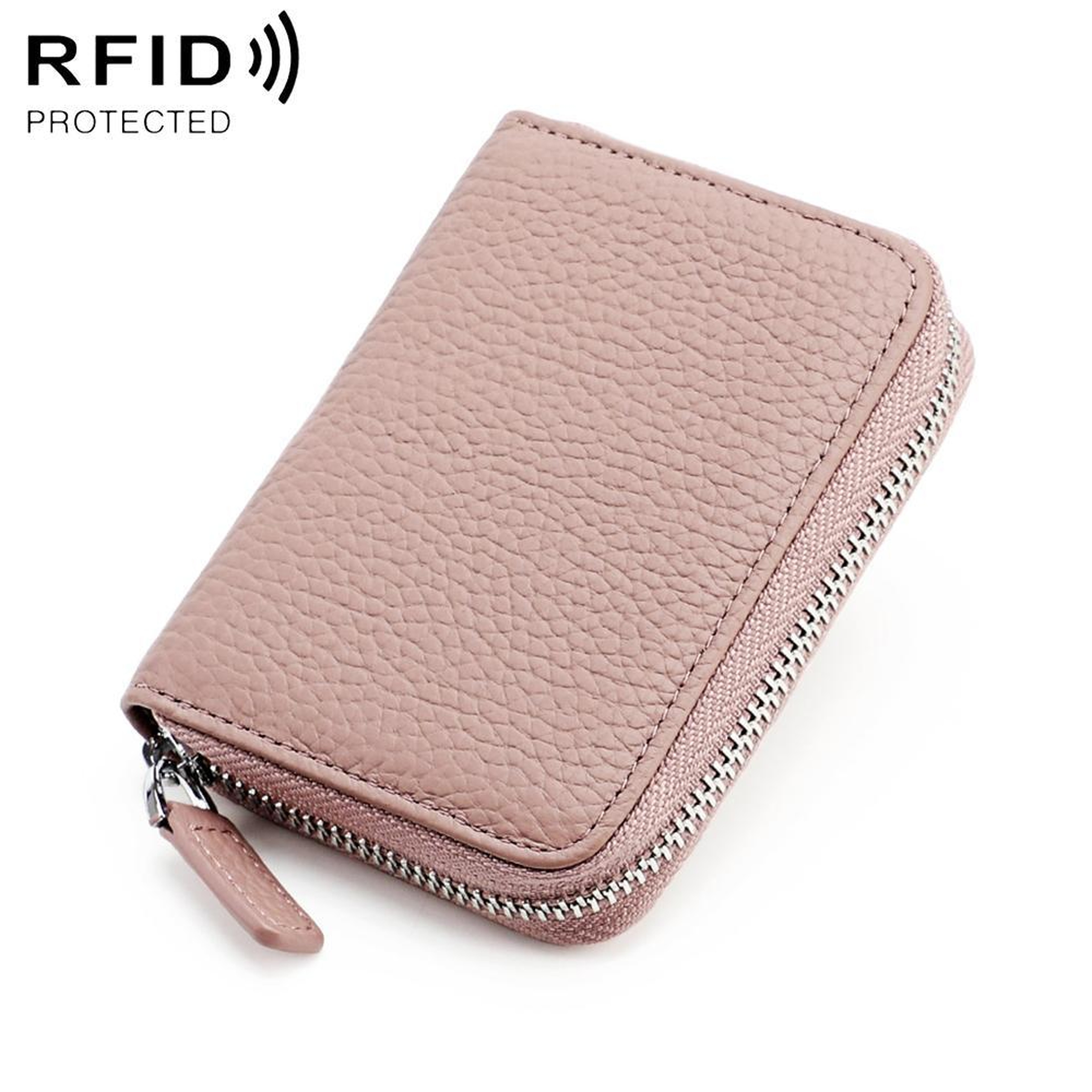 Anti Theft Genuine Leather Coin Purse with Zipper and RFID Blocking – view 11