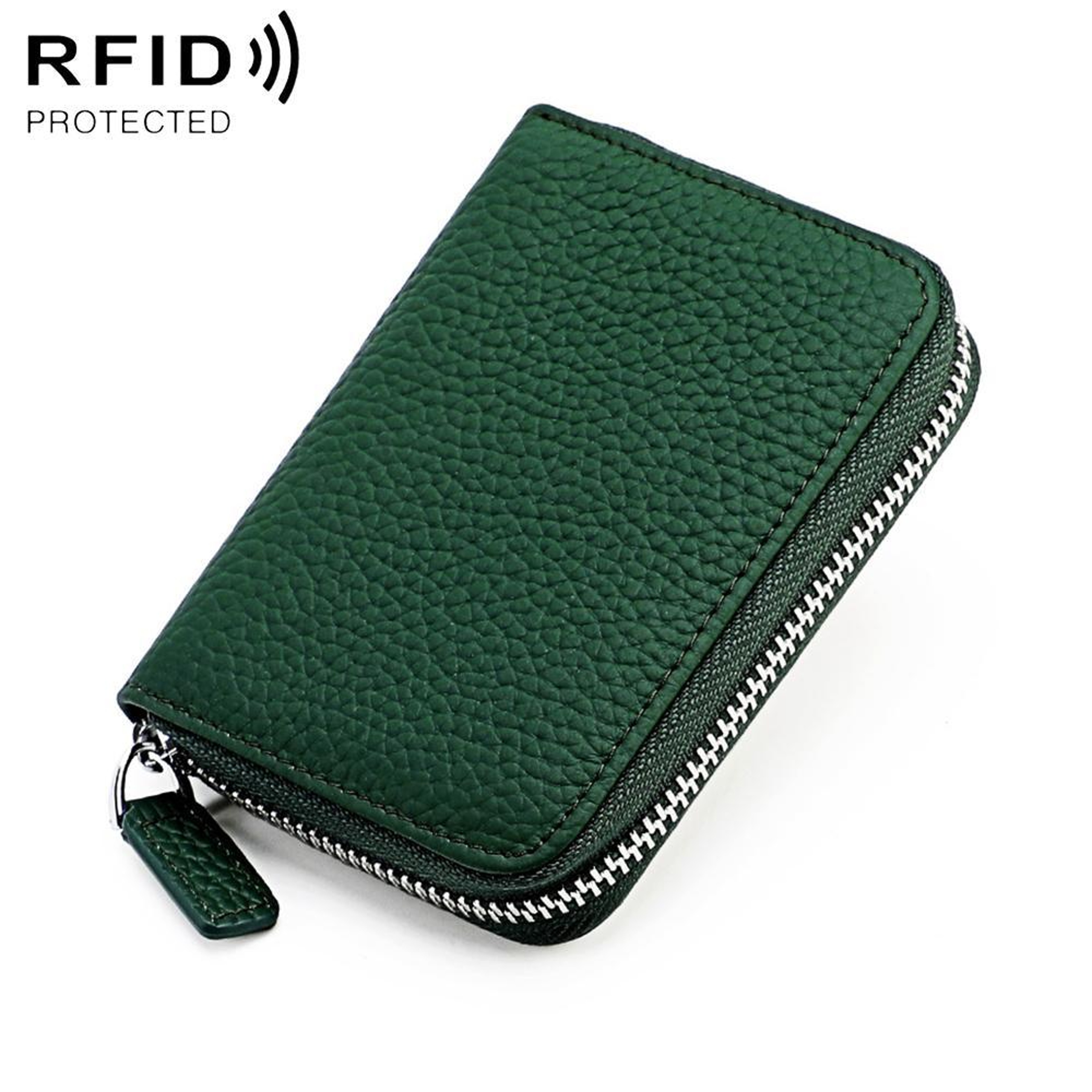 Anti Theft Genuine Leather Coin Purse with Zipper and RFID Blocking – view 21
