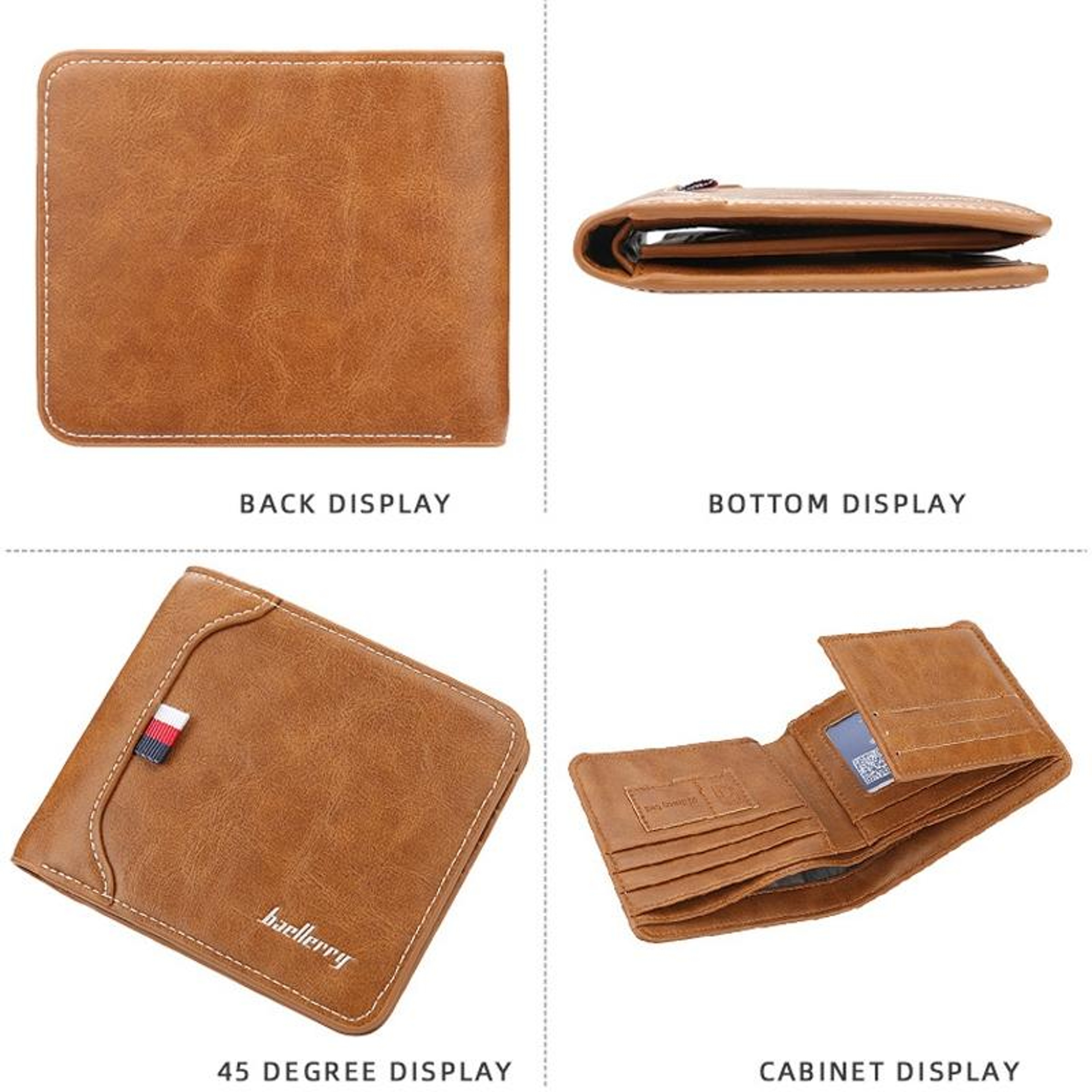 Mens Trifold Wallet with Coin Pocket and Slim Horizontal Design – view 4