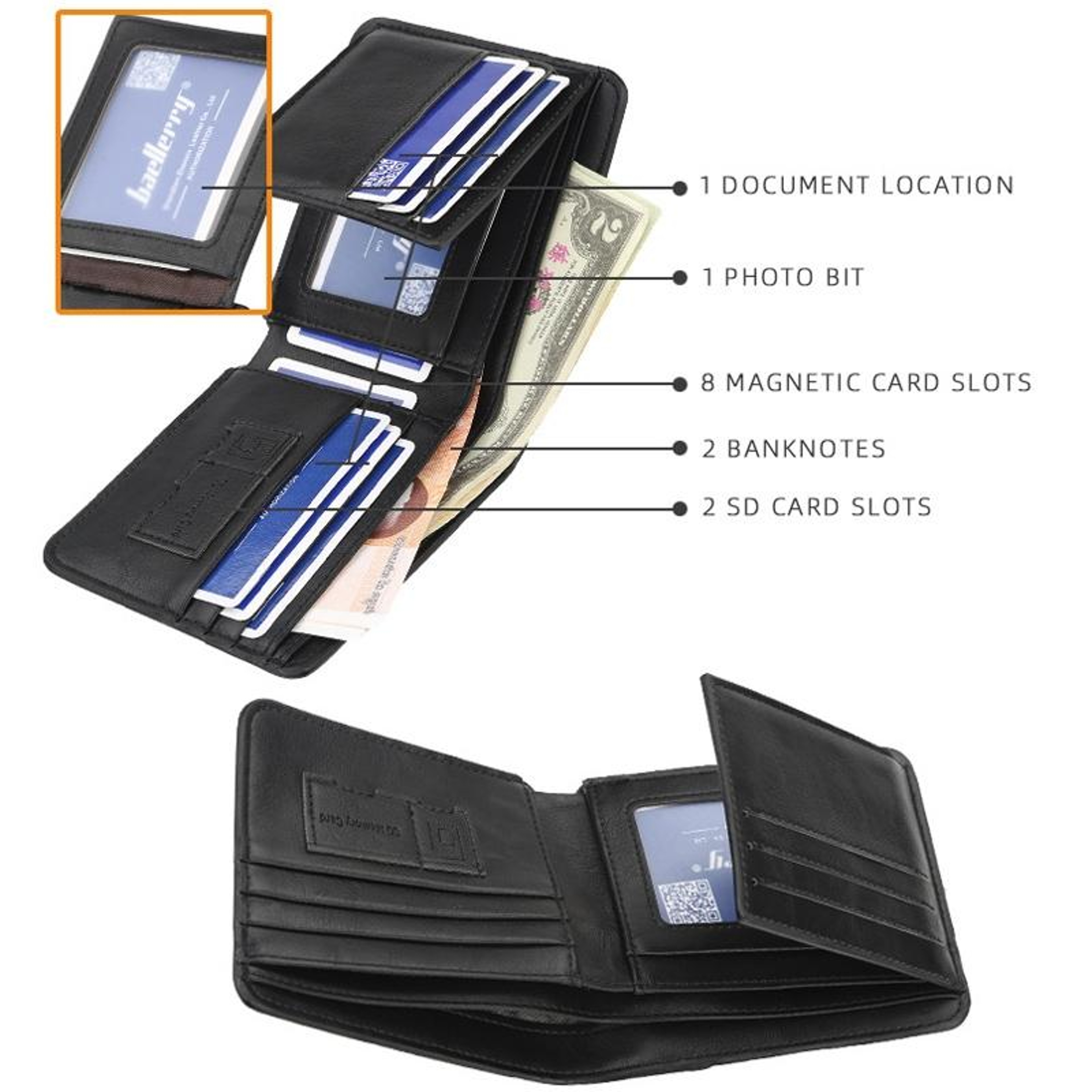 Mens Trifold Wallet with Coin Pocket and Slim Horizontal Design – view 8